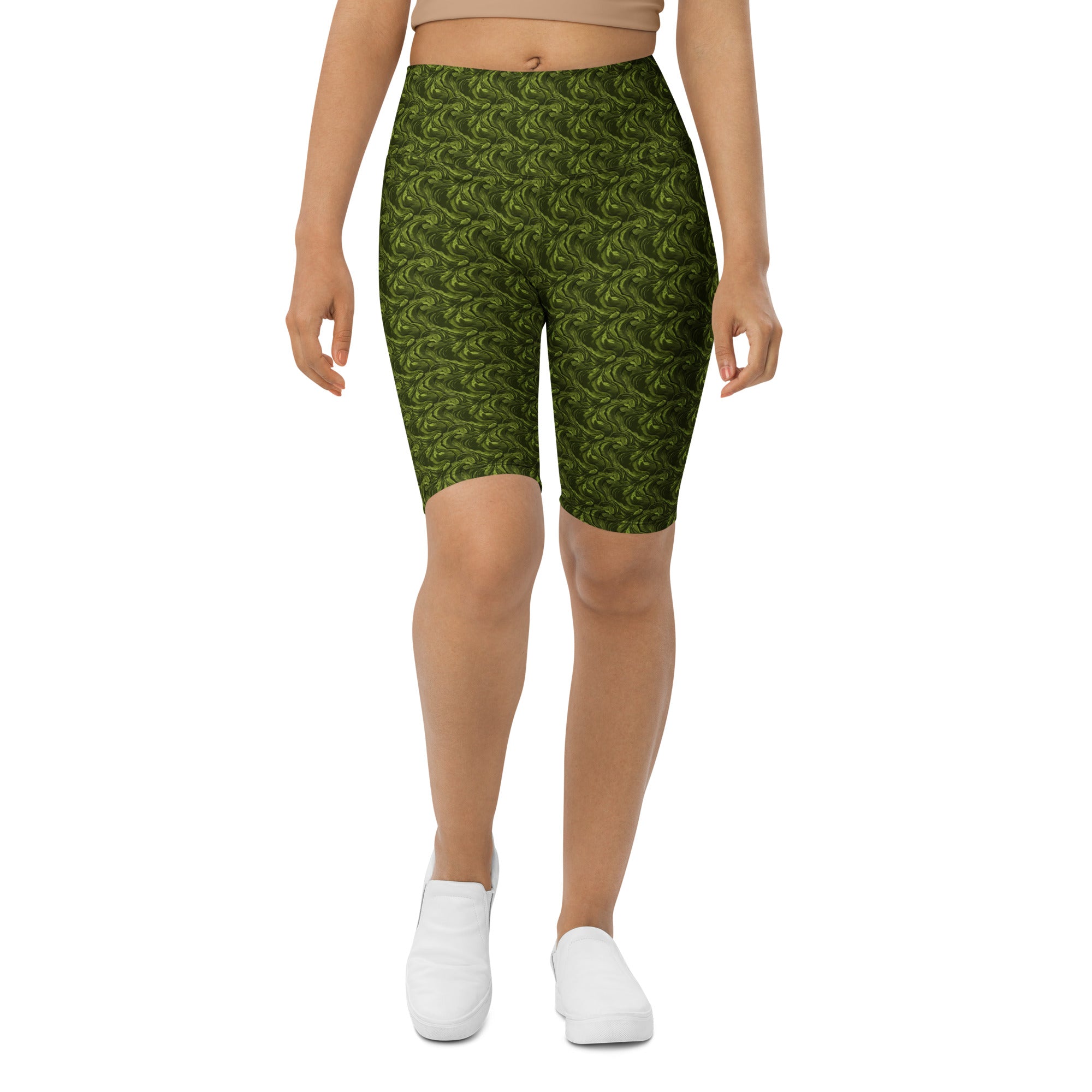 Olive Green Velvet Bike Shorts | GearBunch