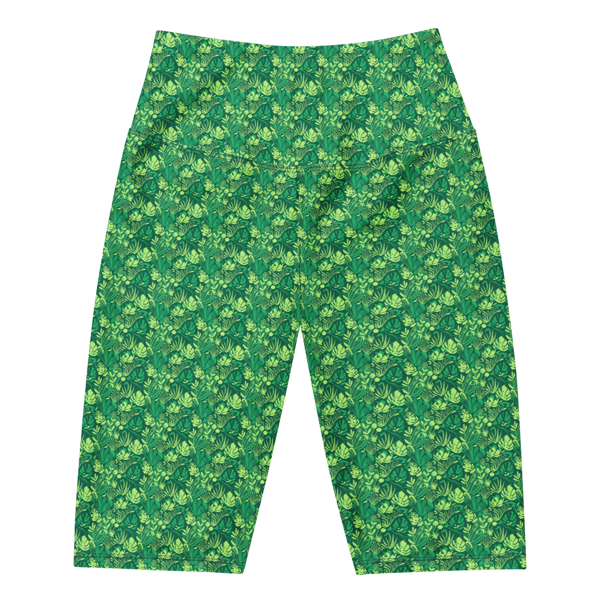 Women's white minimalist plant illustration bike shorts front view