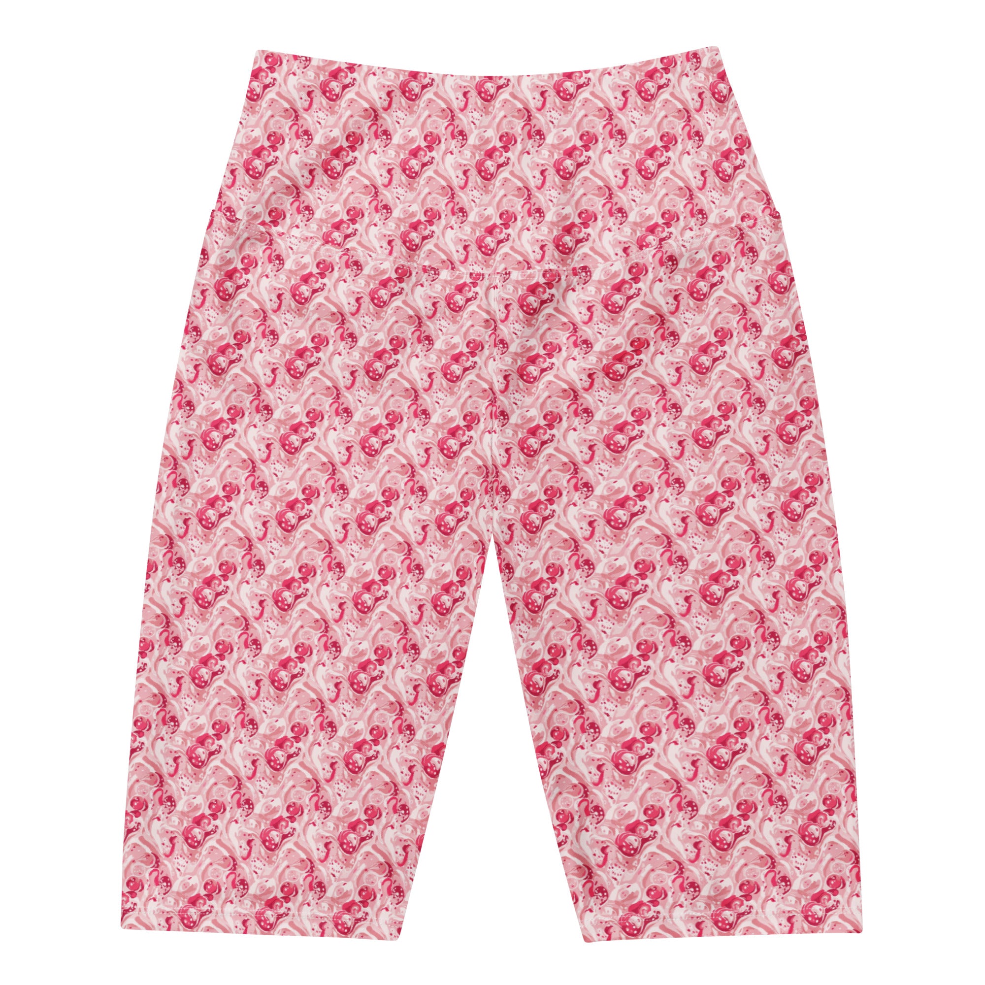 Women's cherry strawberry cream bike shorts front view