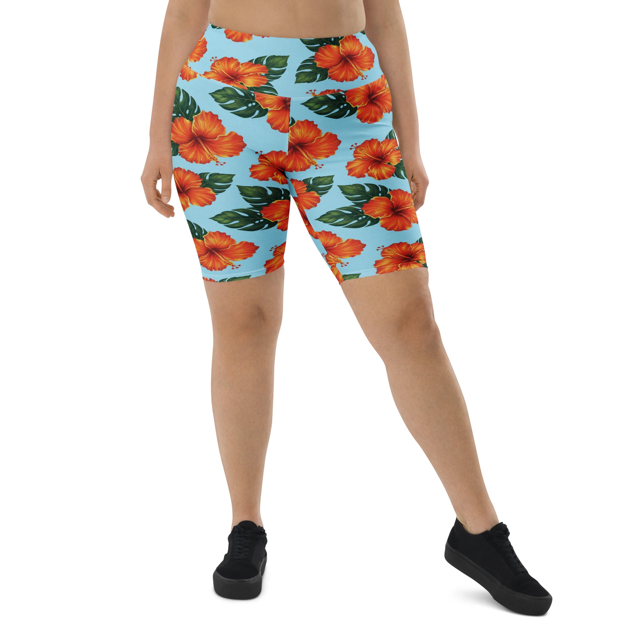Tropical Hibiscus Bloom Bike Shorts | GearBunch