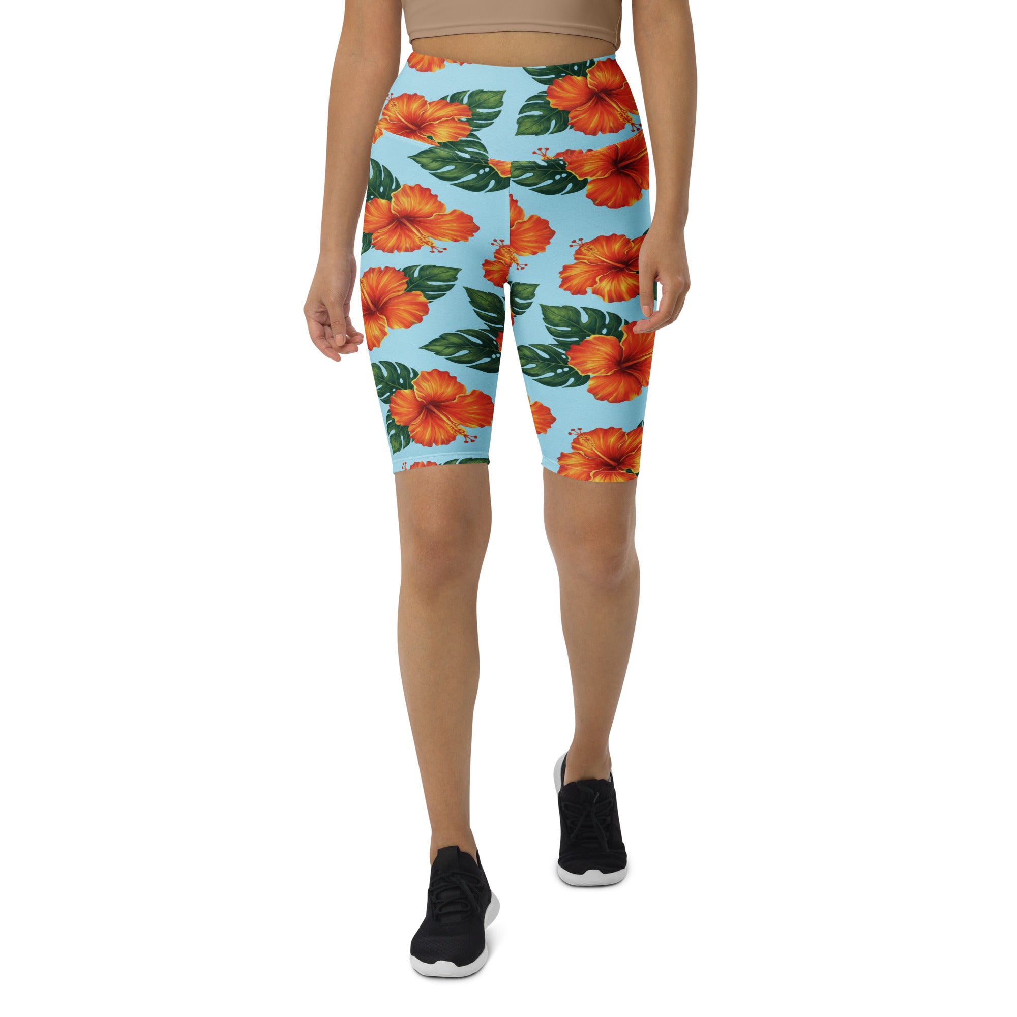 Tropical Hibiscus Bloom Bike Shorts | GearBunch