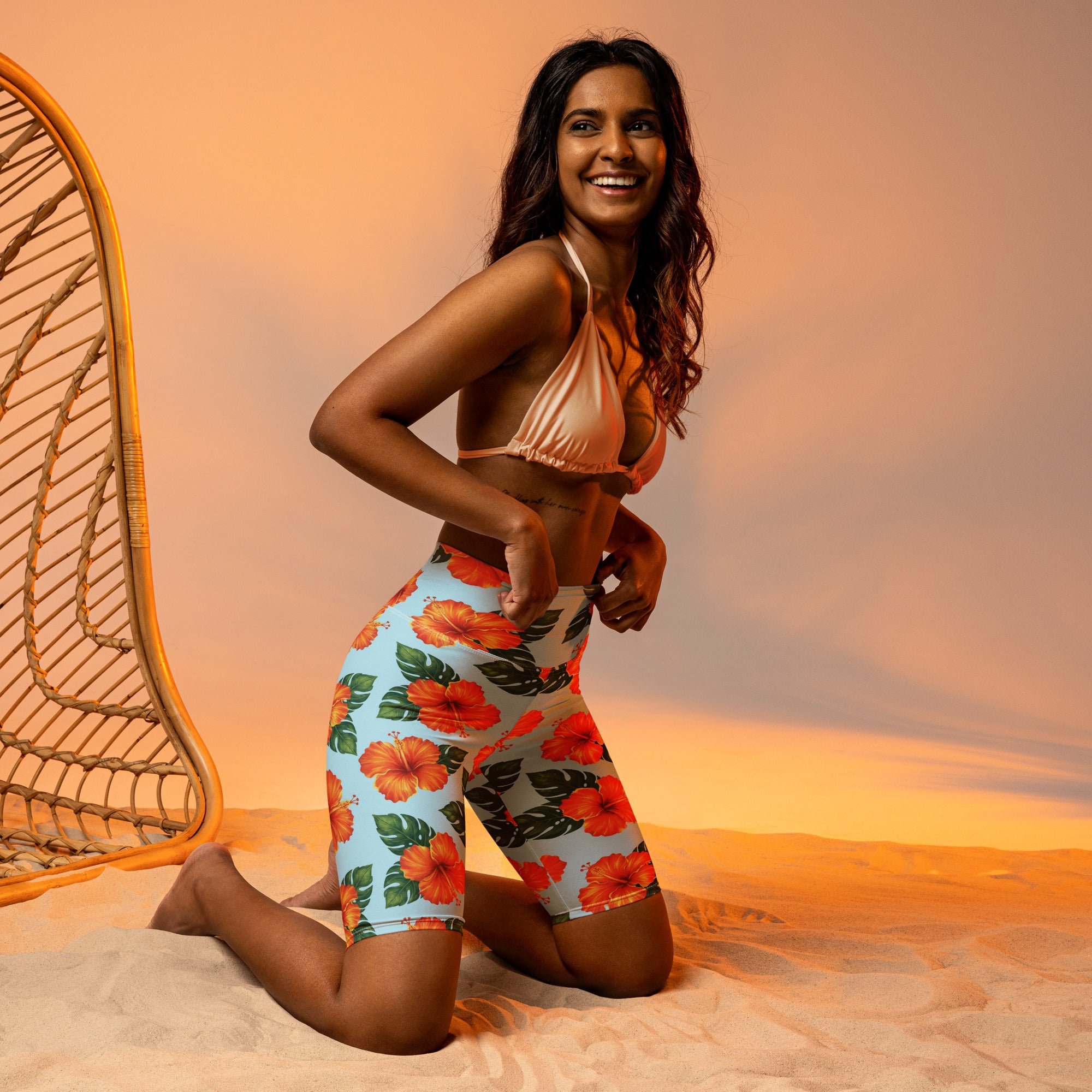 Tropical Hibiscus Bloom Bike Shorts | GearBunch