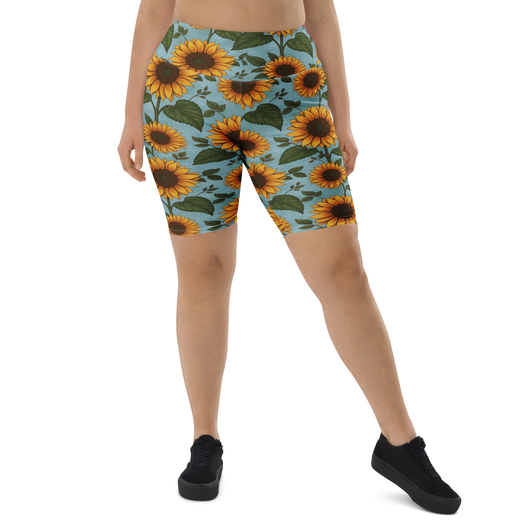 Sunflower Fields Bike Shorts | GearBunch