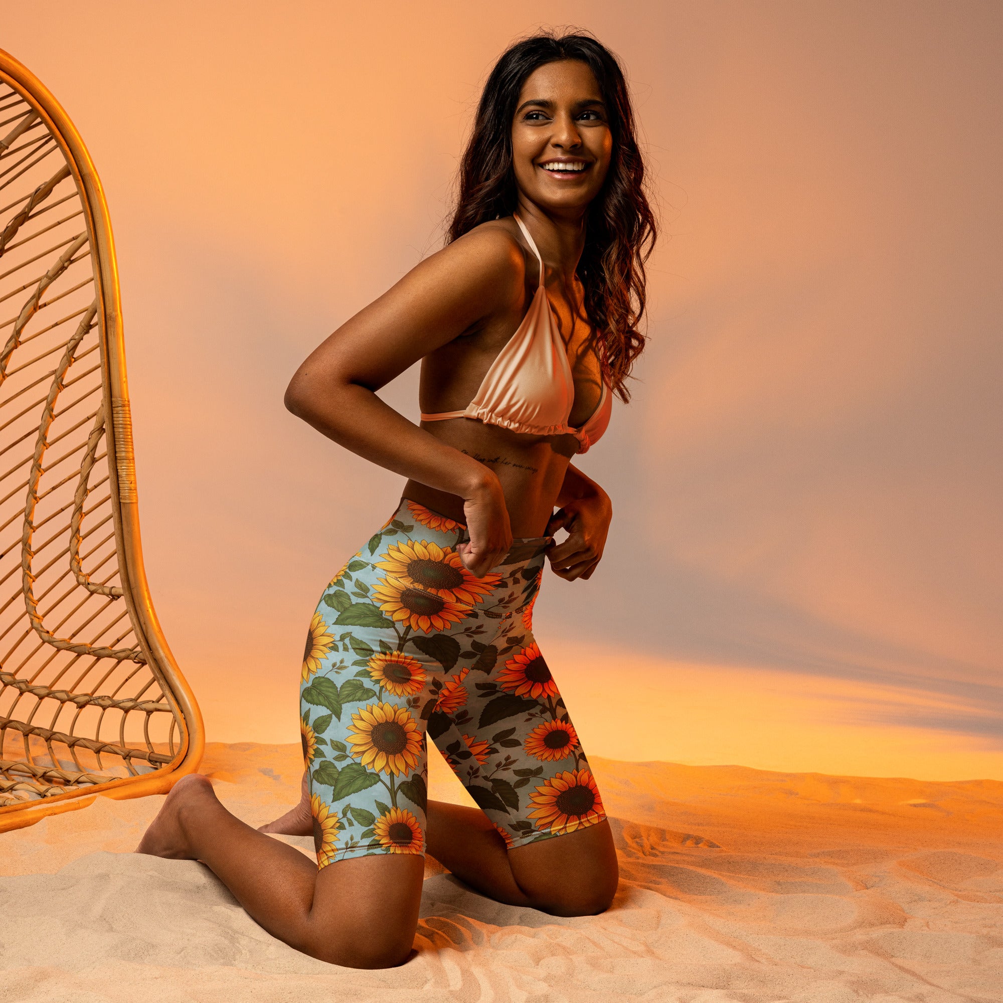 Sunflower Fields Bike Shorts | GearBunch
