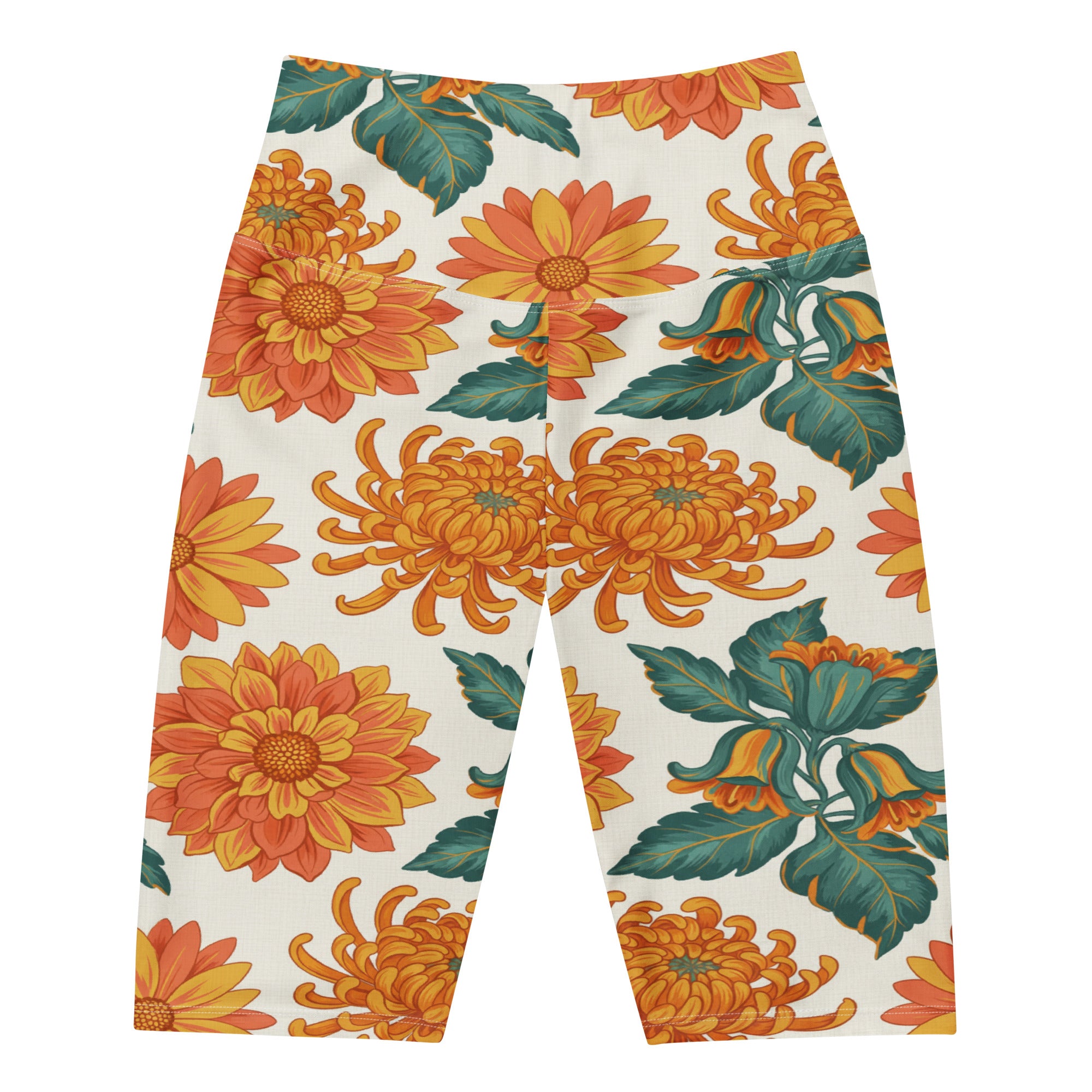 Women's retro floral seventies bike shorts front view