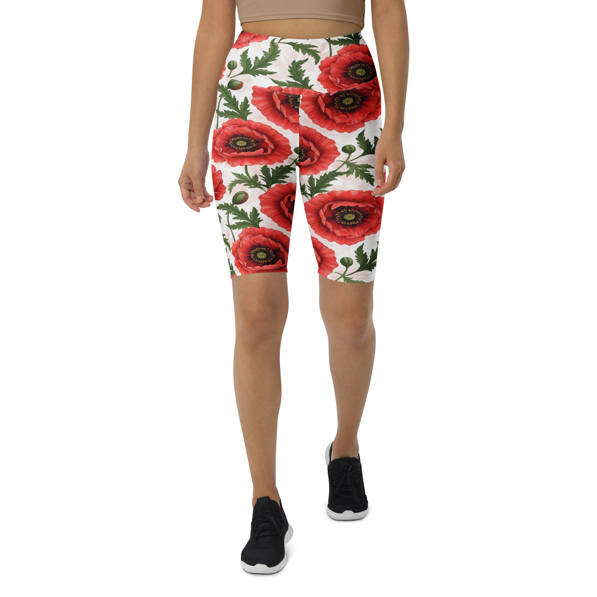 Whimsical Garden Poppies Bike Shorts | GearBunch