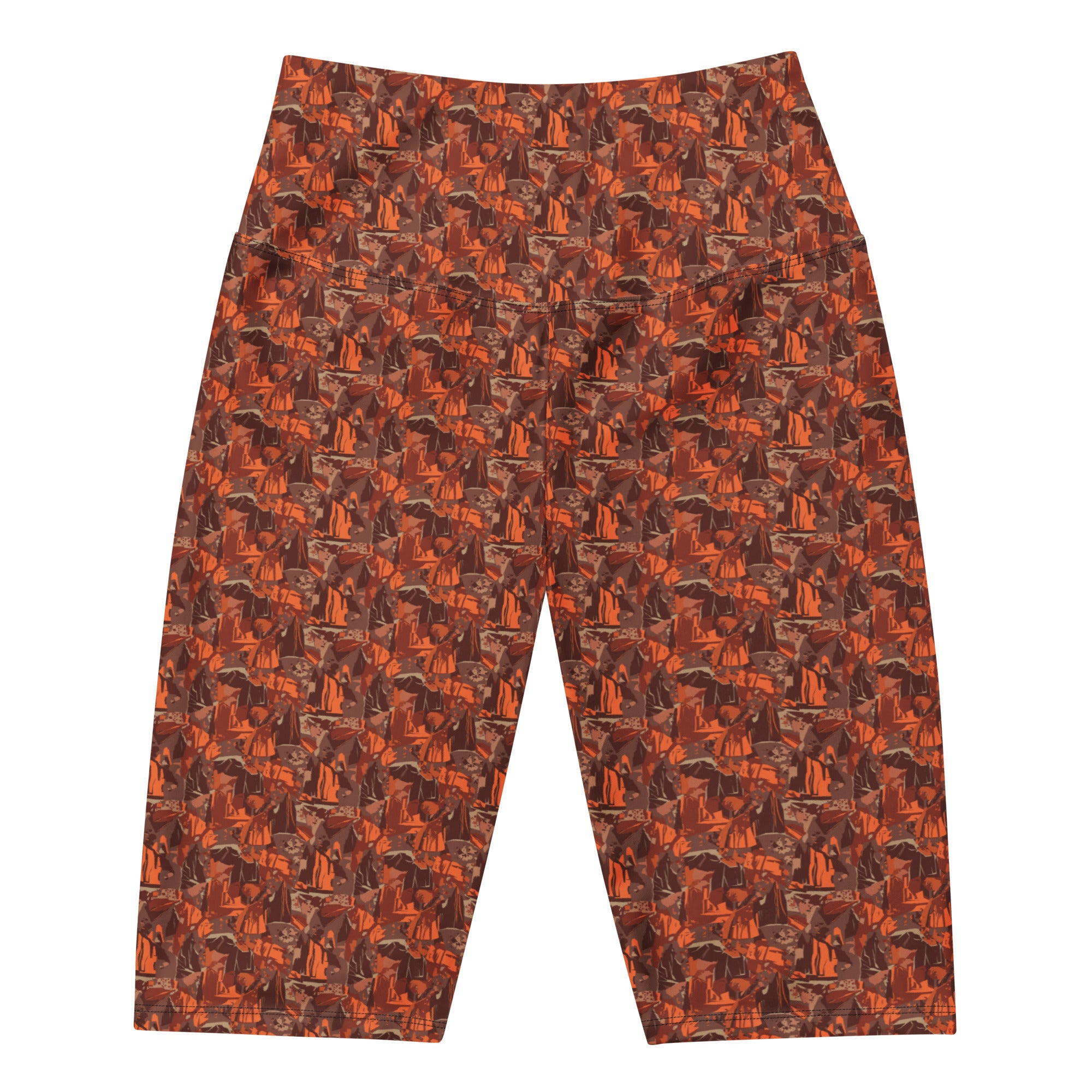 Women's broken desert landscape bike shorts front view