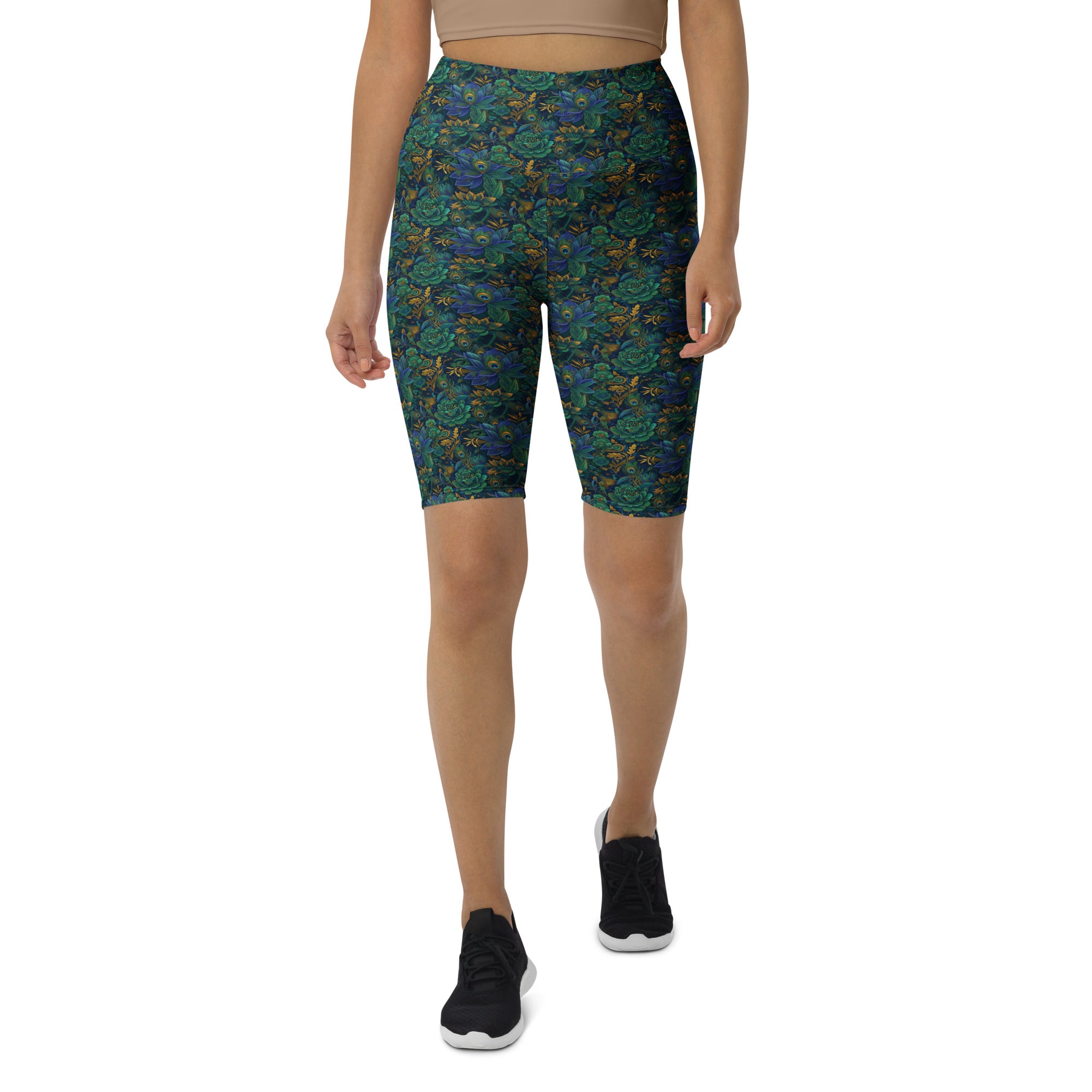 Peacock Feathers Splendour Bike Shorts | GearBunch