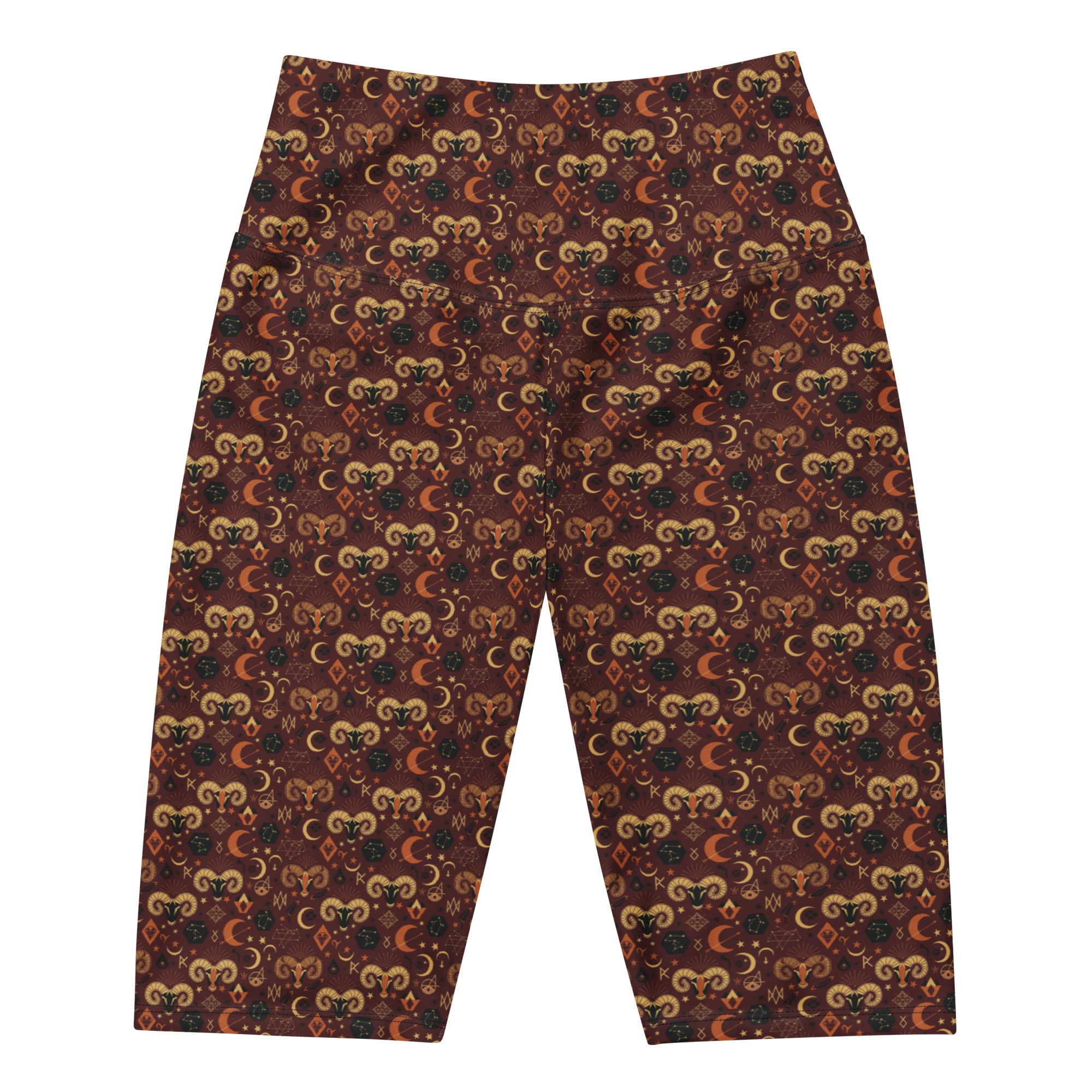 Women's aries ram mystical printed bike shorts front view