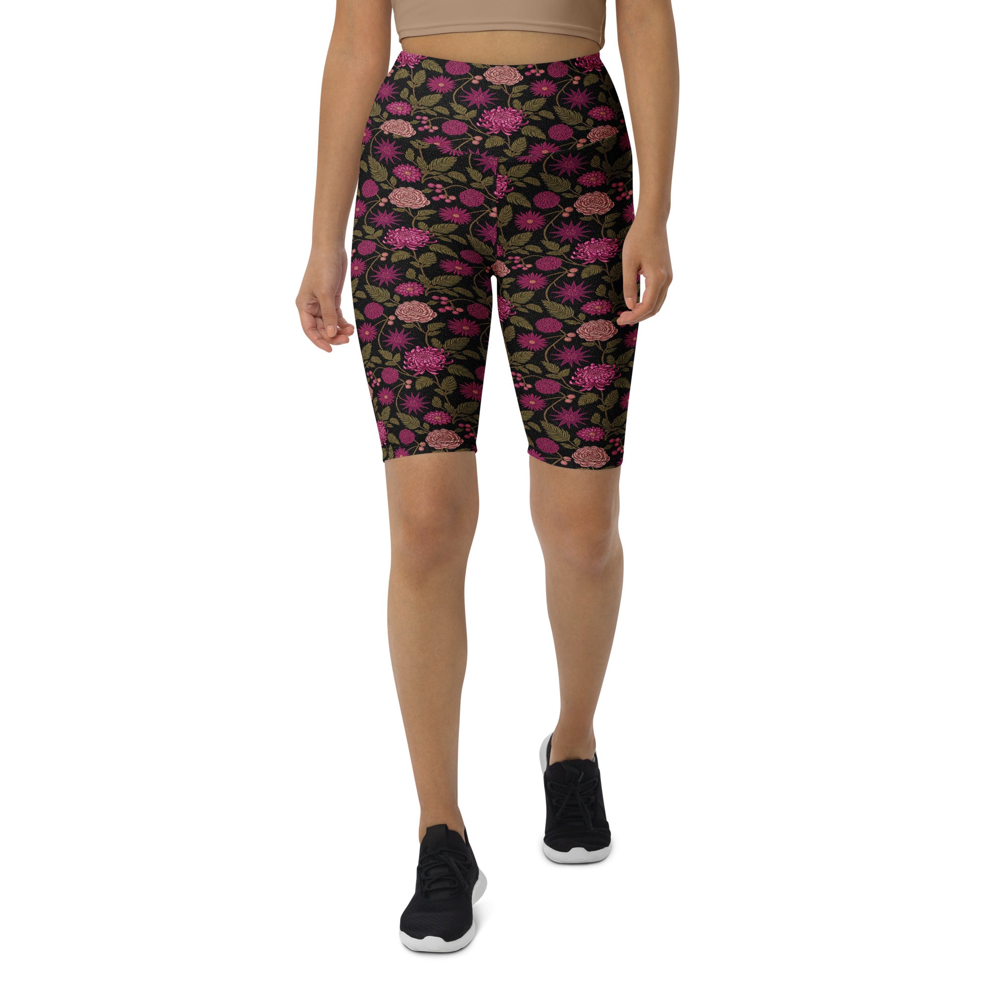 Midnight Paillette Peony Bike Shorts | GearBunch