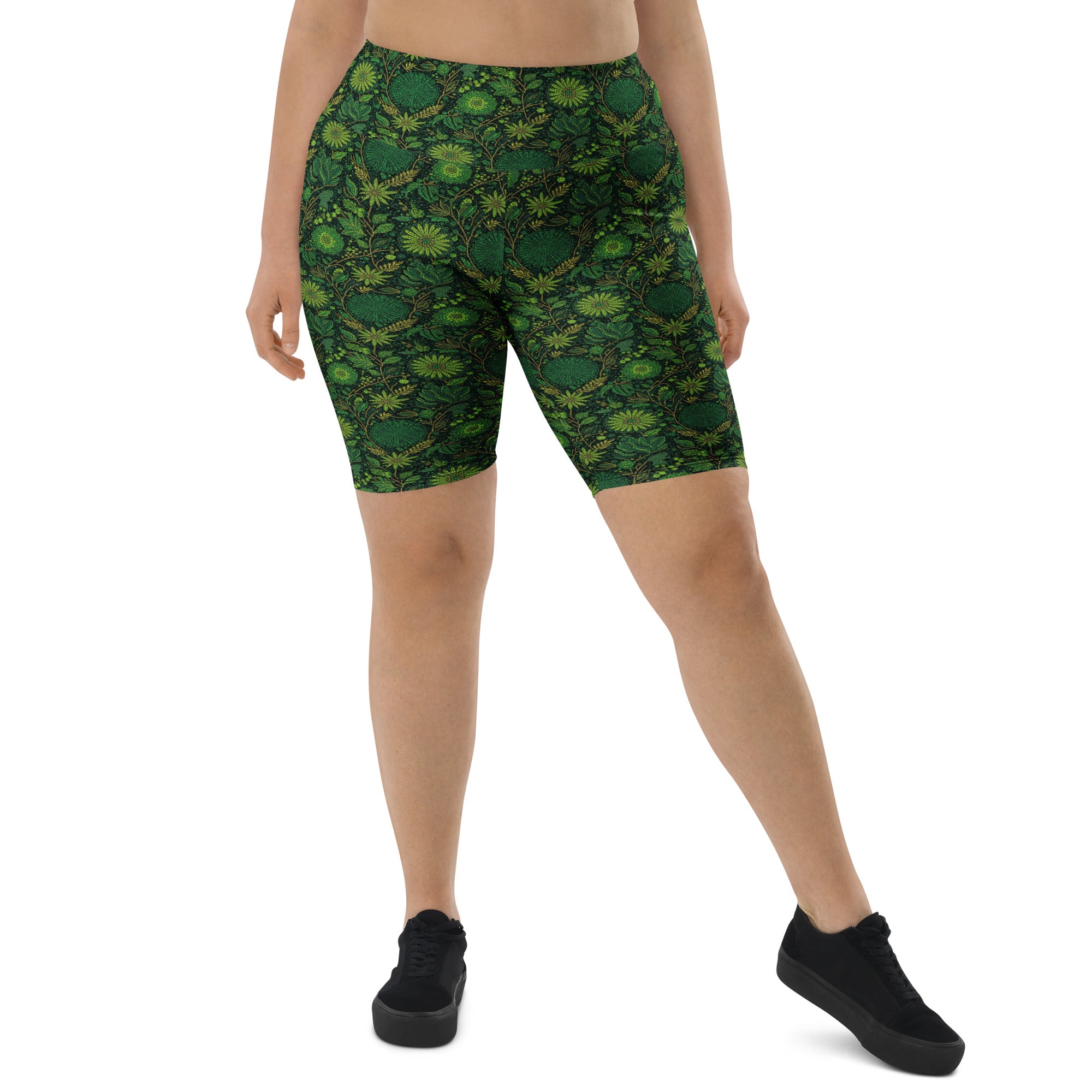 Emerald Paillette Jungle Bike Shorts | GearBunch