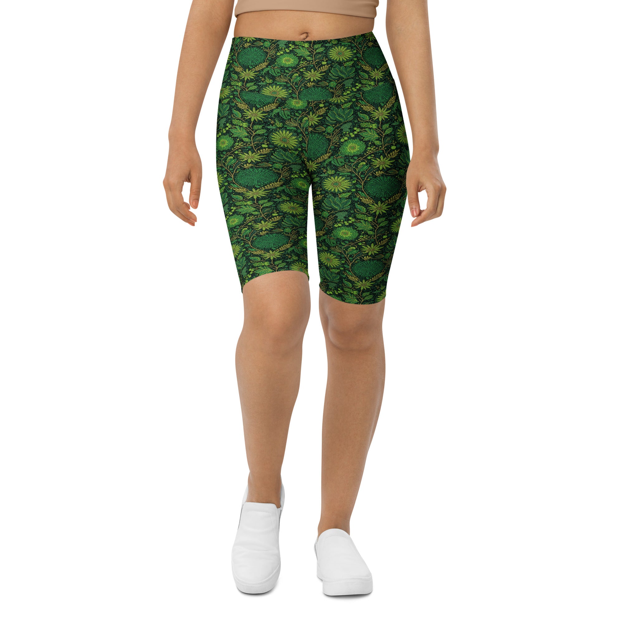 Emerald Paillette Jungle Bike Shorts | GearBunch