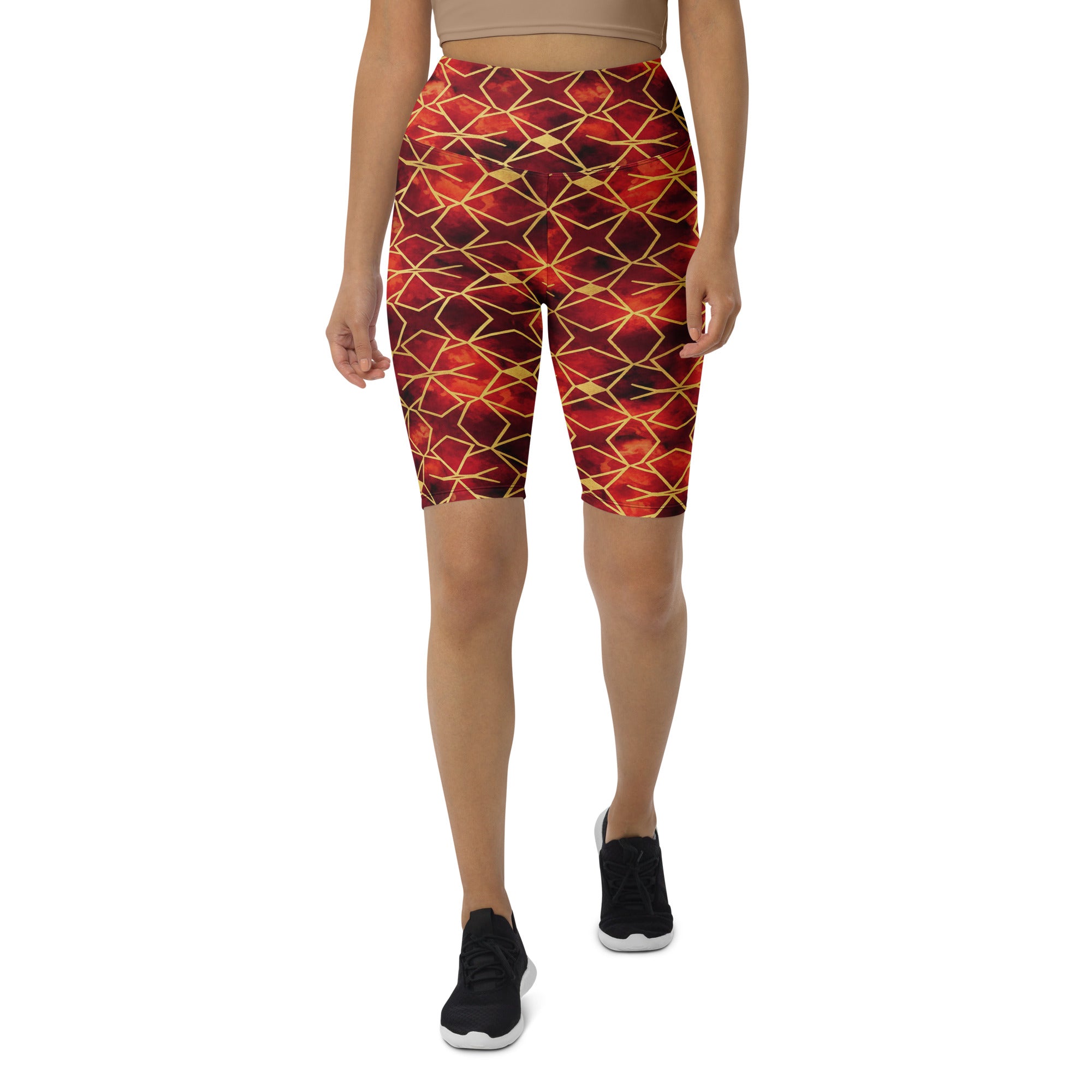 Arabic Watercolour Ruby Gold Bike Shorts | GearBunch