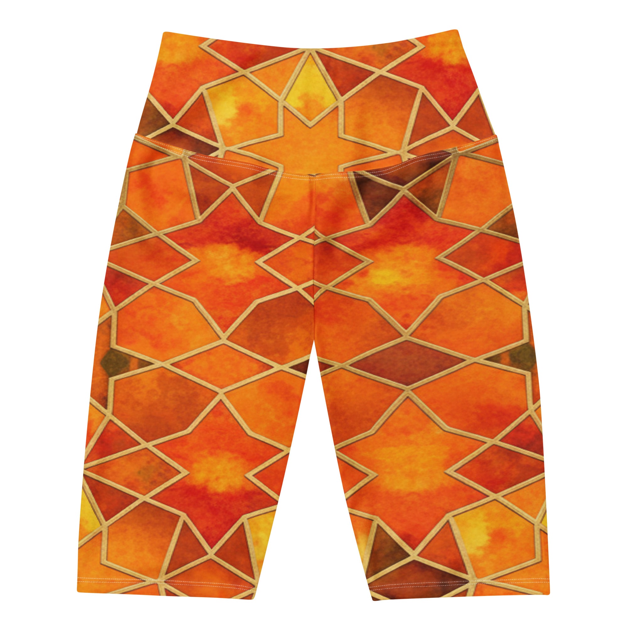 Women's watercolour pattern bike shorts front view