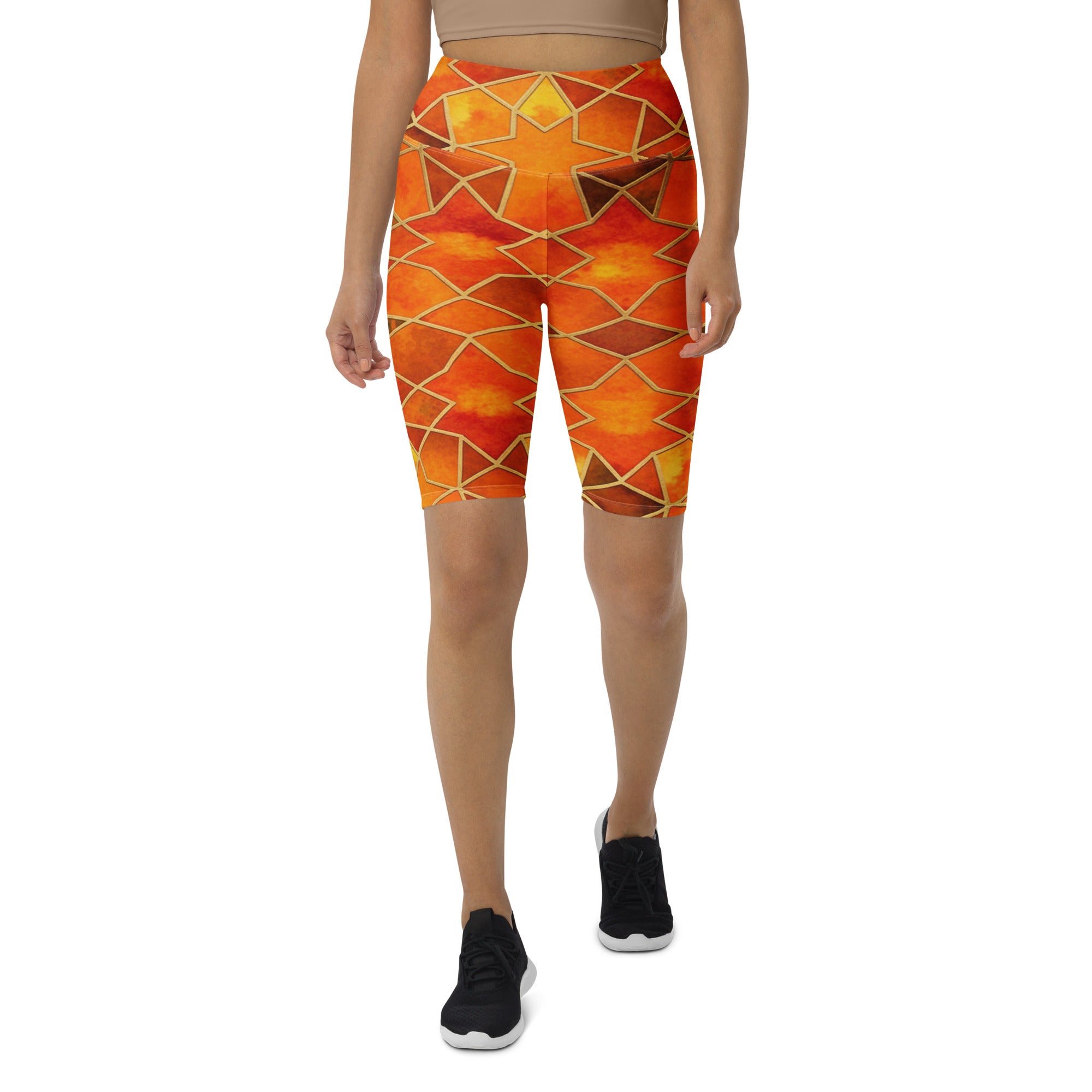 Arabic Watercolour Autumn Spice Bike Shorts | GearBunch