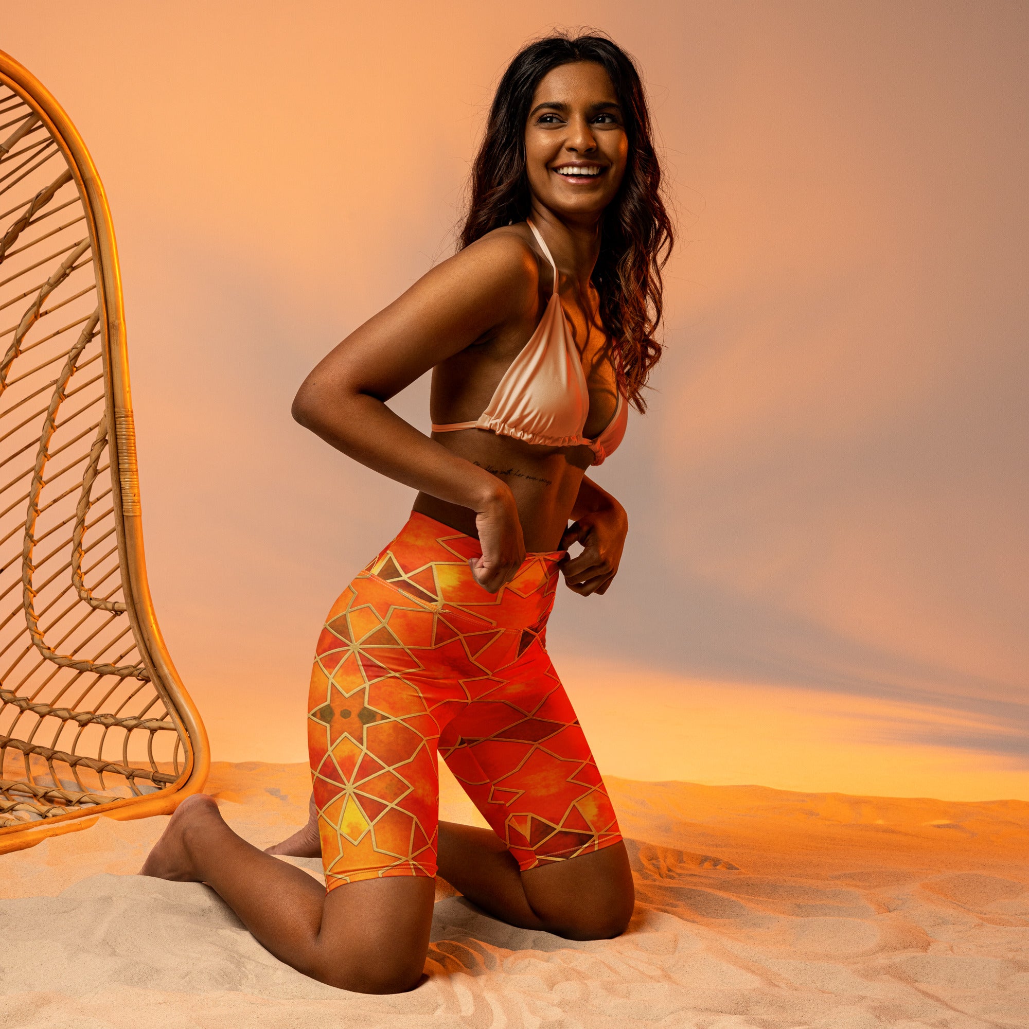 Arabic Watercolour Autumn Spice Bike Shorts | GearBunch