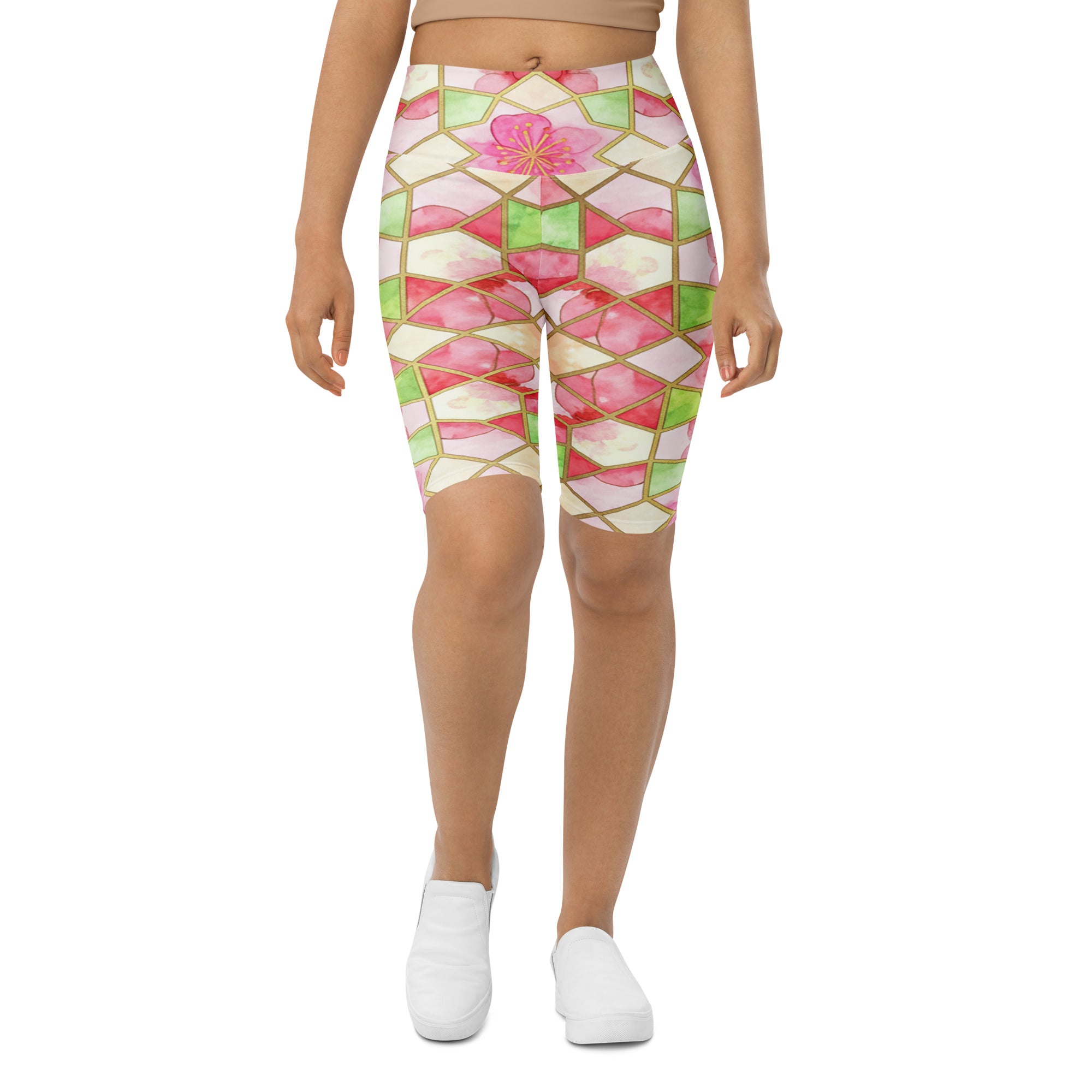 Arabic Watercolour Cherry Blossom Bike Shorts | GearBunch