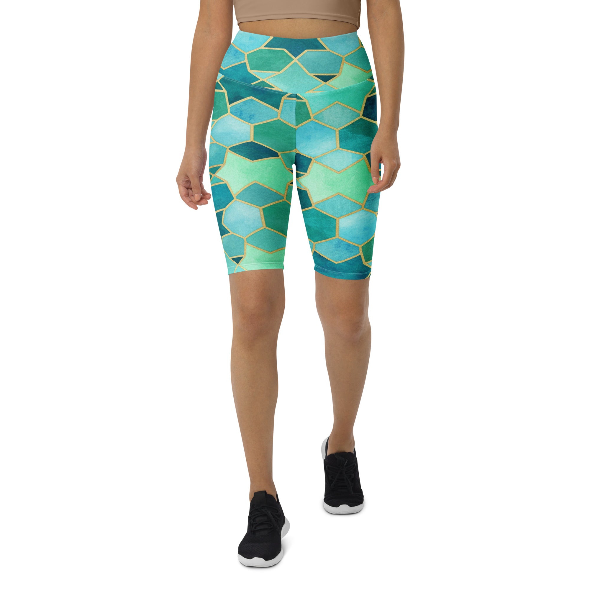 Arabic Watercolour Lagoon Bike Shorts | GearBunch
