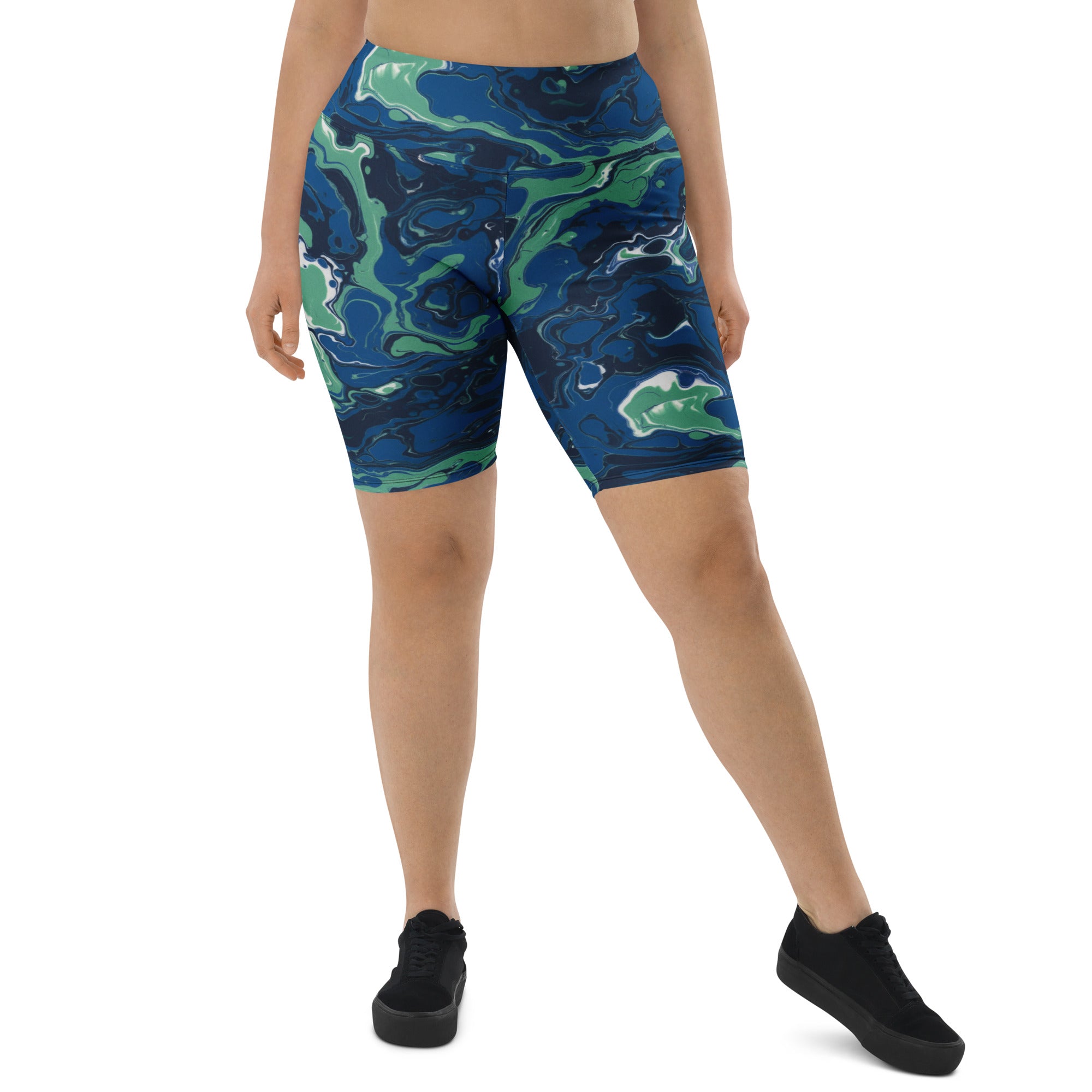 Liquid Marble Ocean Current Bike Shorts | GearBunch