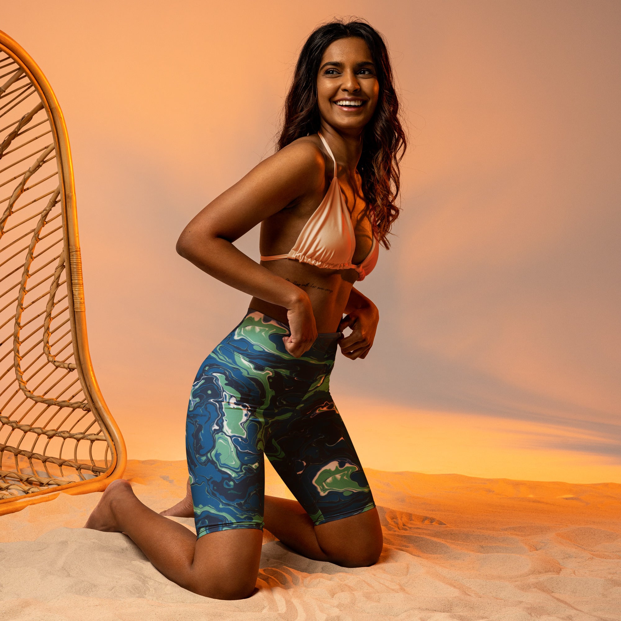 Liquid Marble Ocean Current Bike Shorts | GearBunch