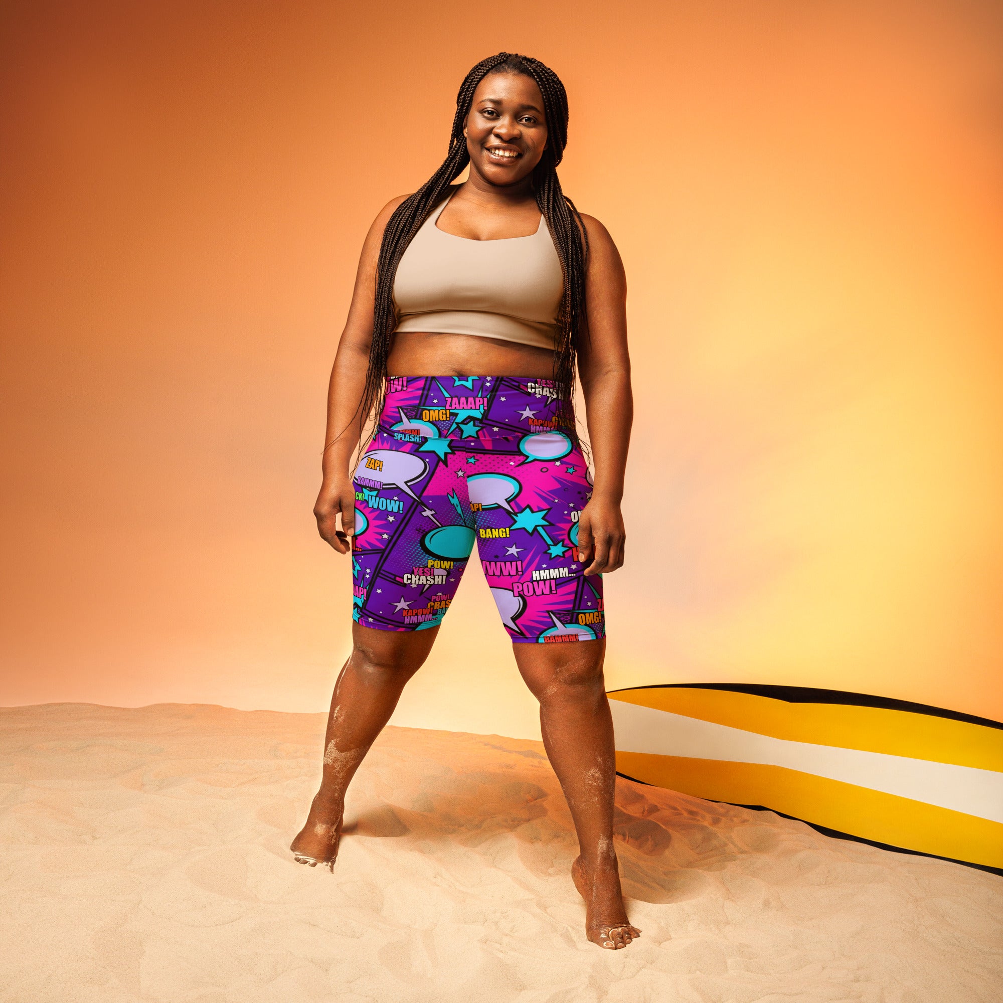 Comic Pop Galaxy Purple Bike Shorts | GearBunch