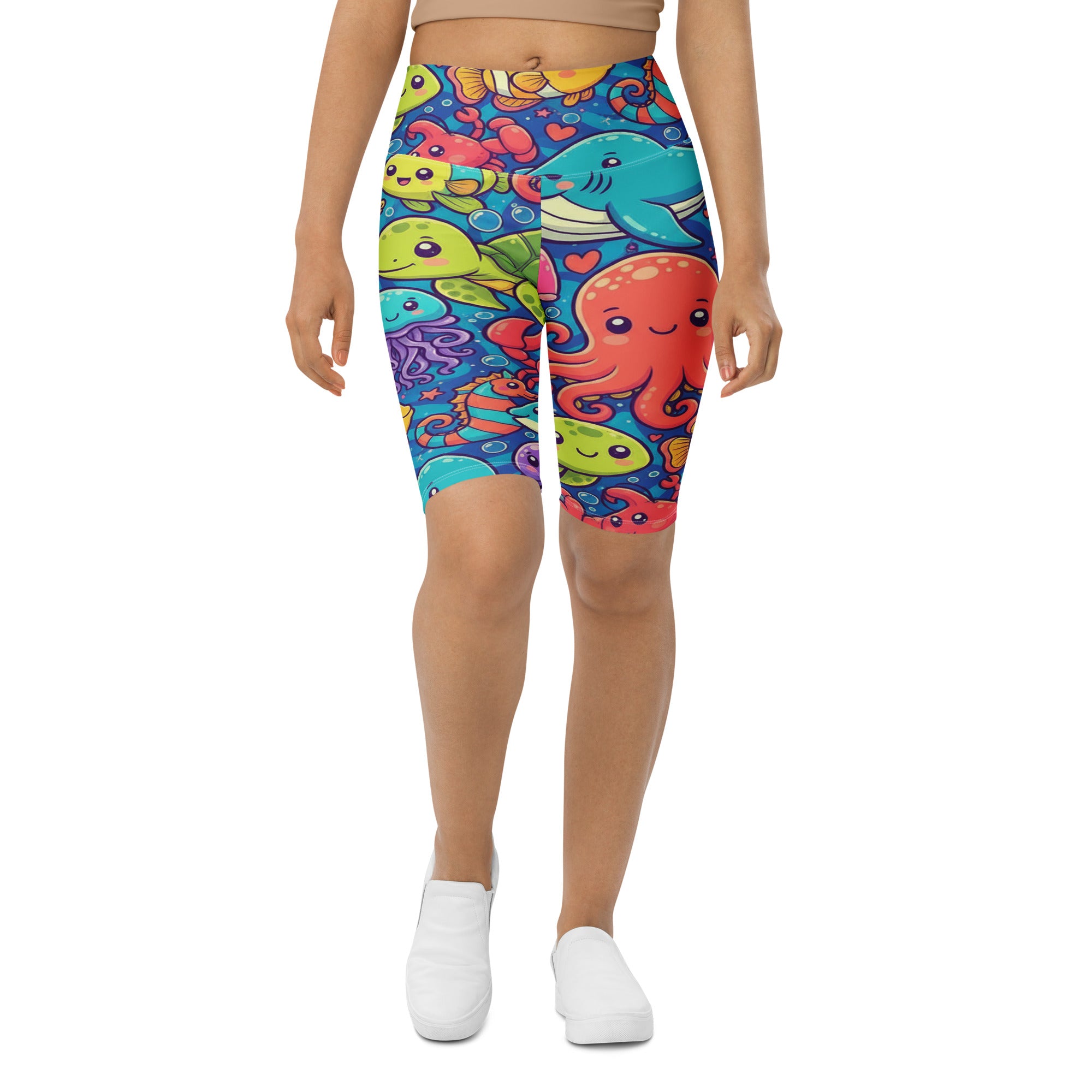 Vibrant Under the Sea Bike Shorts | GearBunch