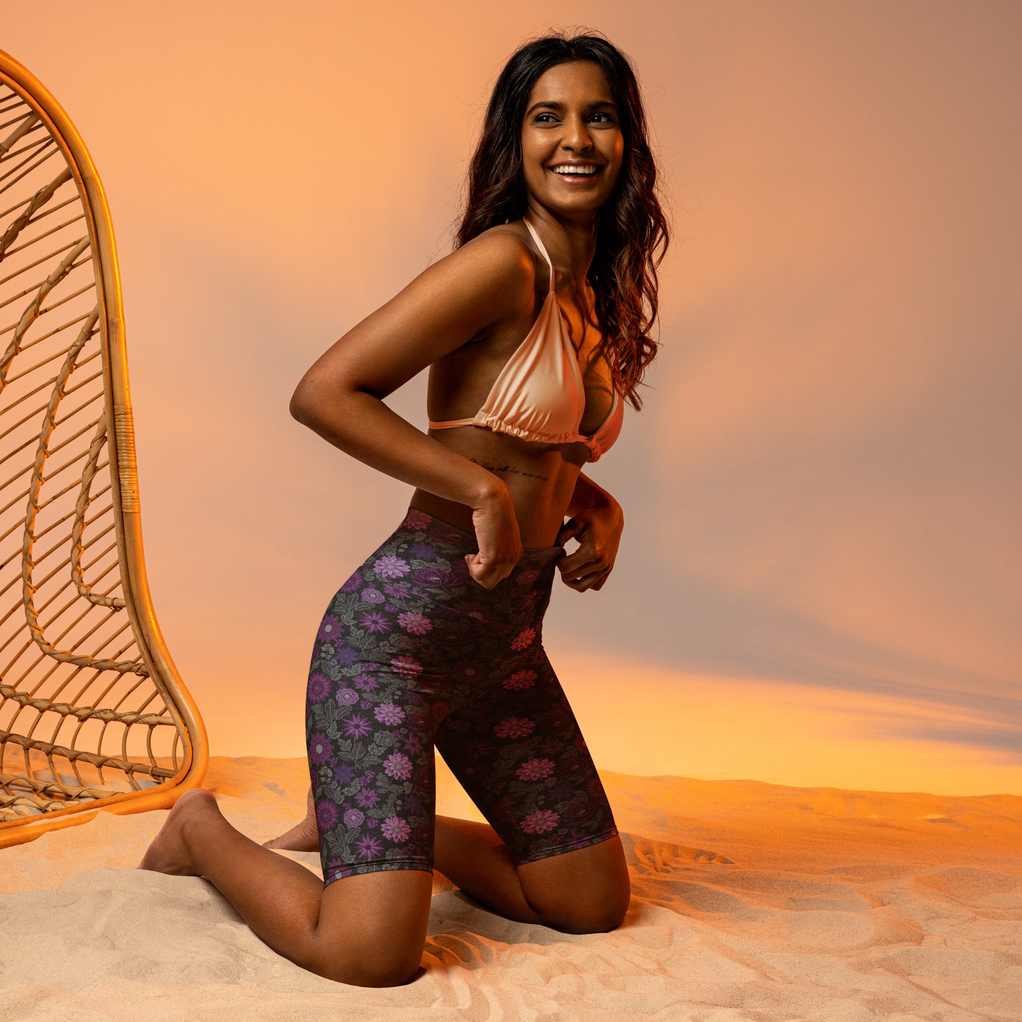 Jewel Paillette Orchid Bike Shorts | GearBunch