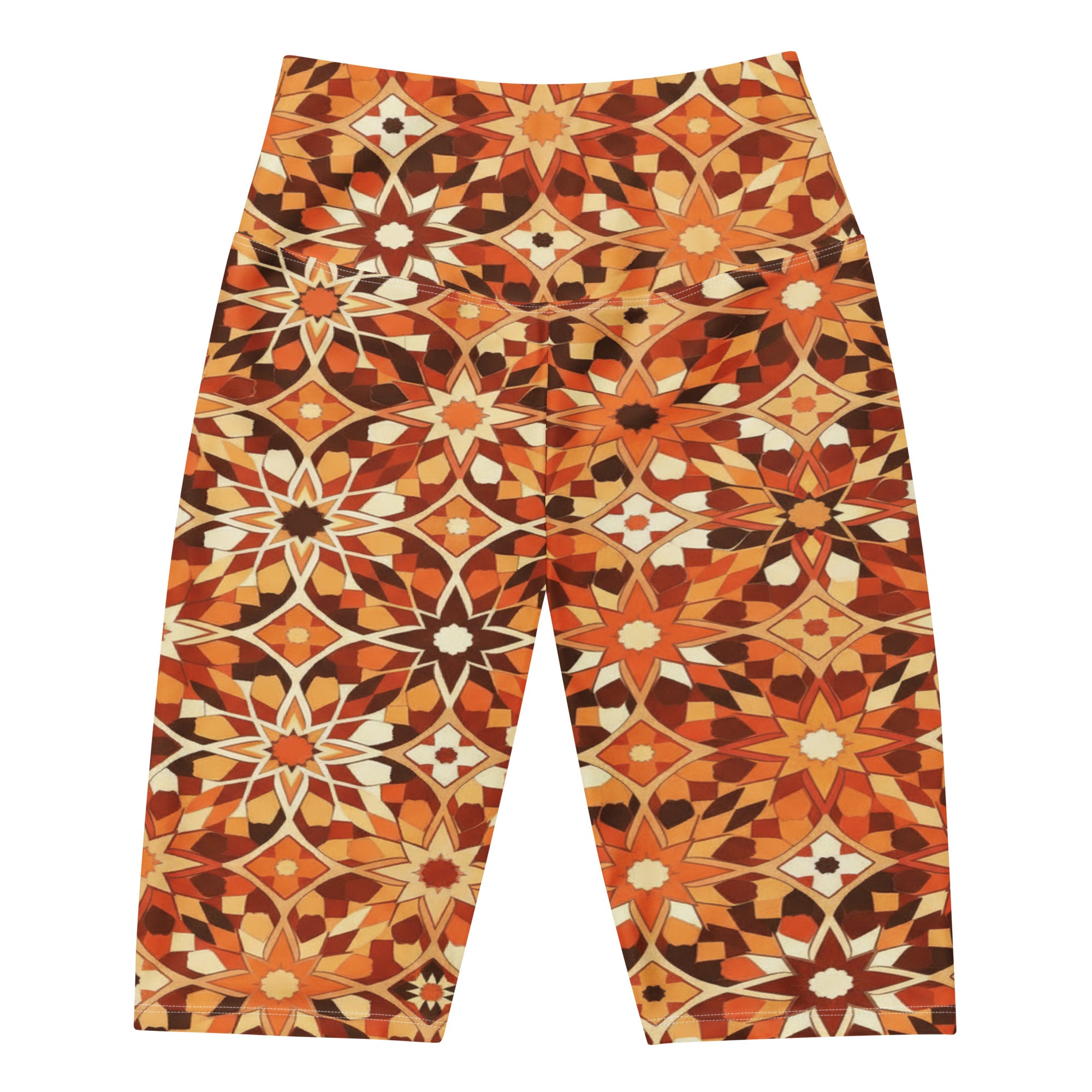 Women's zellige desert sand bike shorts front view