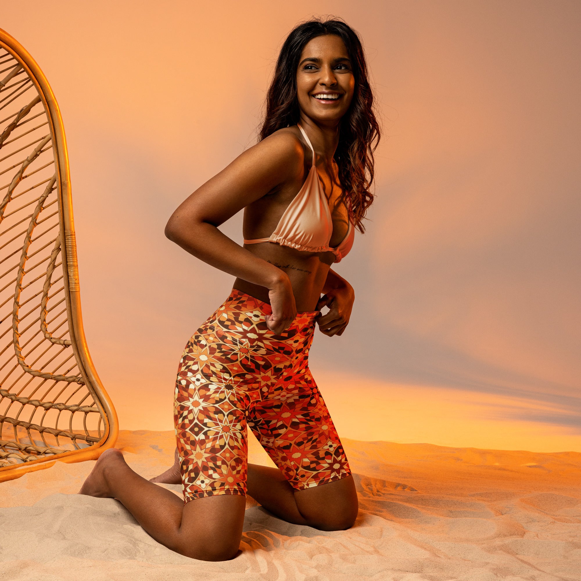 Zellige Desert Sand Bike Shorts | GearBunch