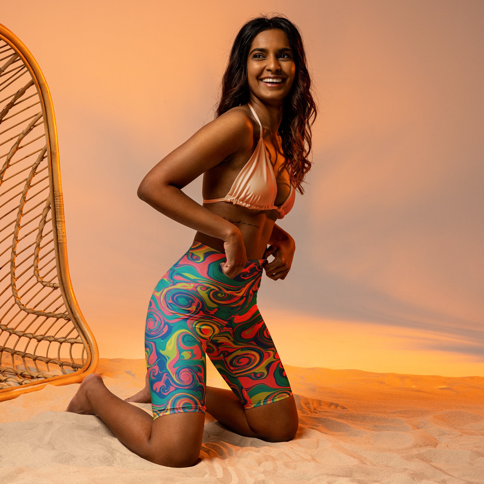 Liquid Marble Tropical Paradise Bike Shorts | GearBunch