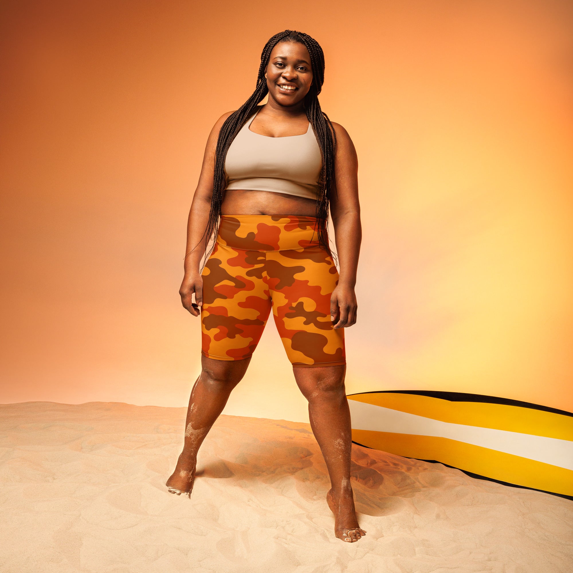 Burnt Orange Camo Bike Shorts | GearBunch