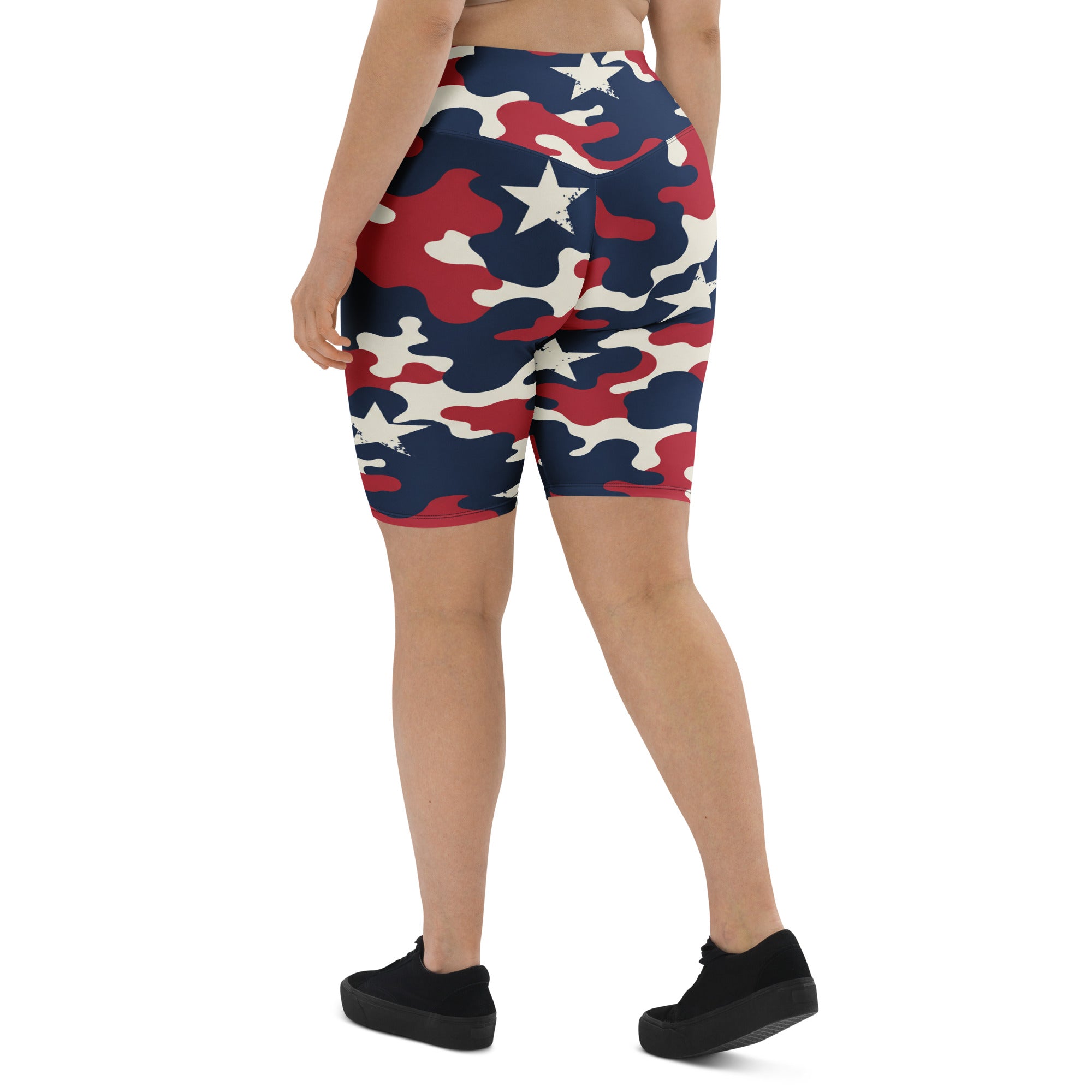 Red White Blue Camo Stars Bike Shorts | GearBunch