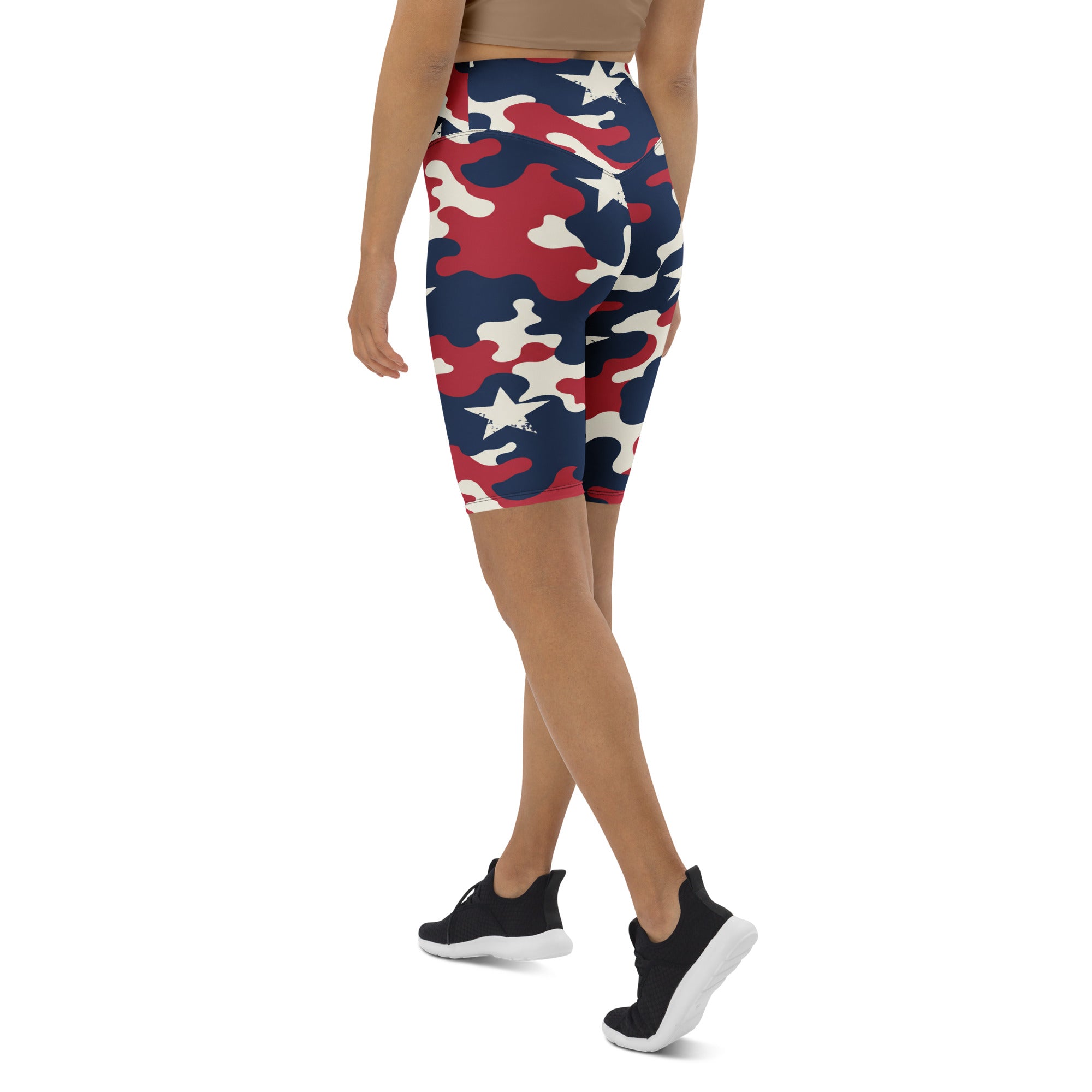 Red White Blue Camo Stars Bike Shorts | GearBunch