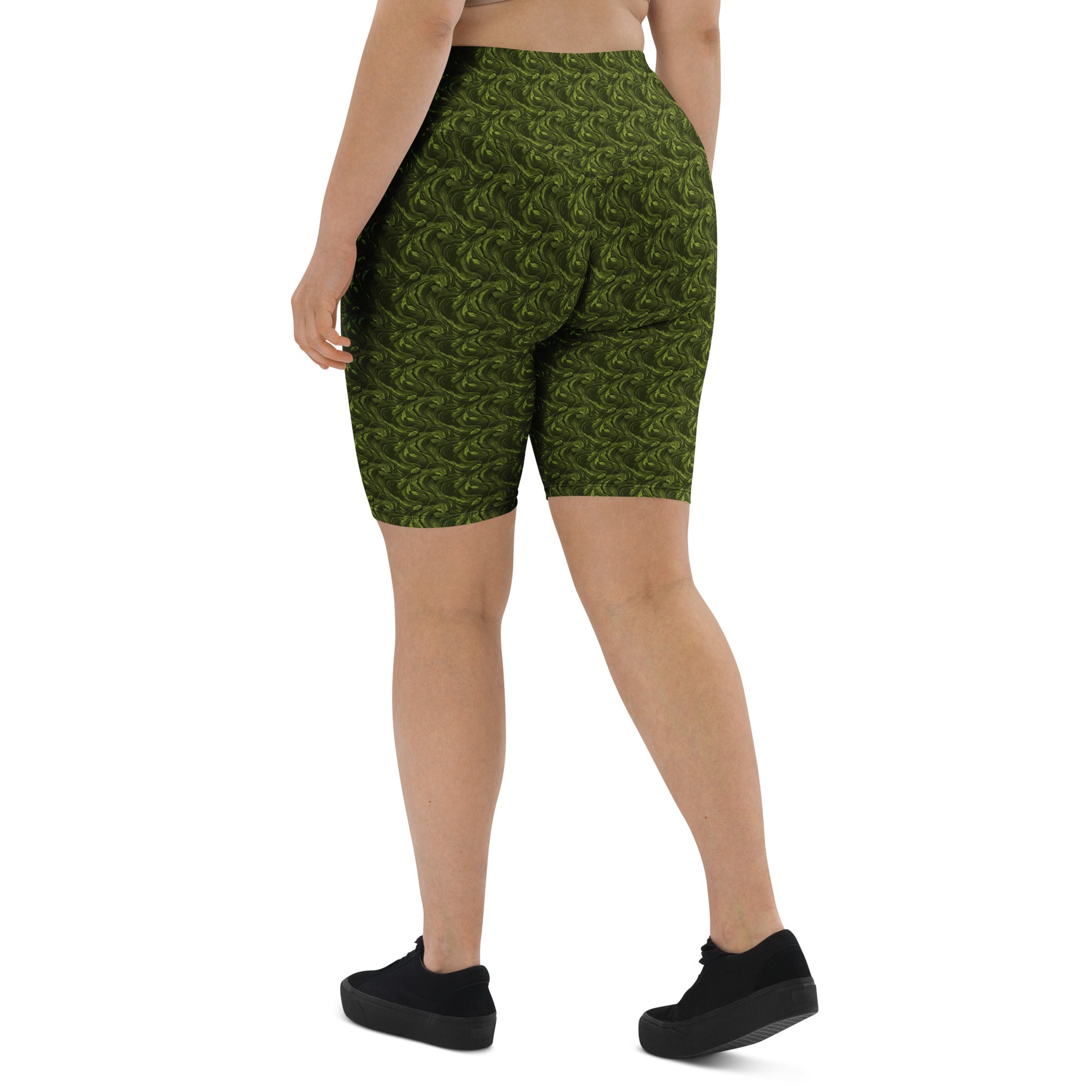 Olive Green Velvet Bike Shorts | GearBunch