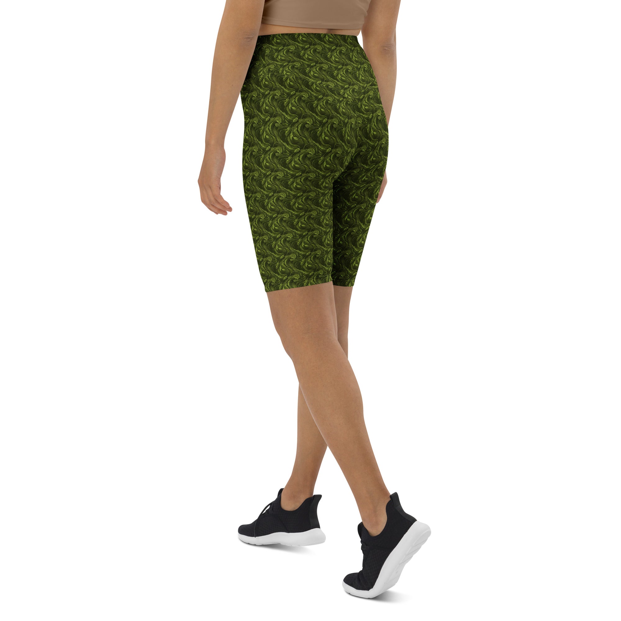 Olive Green Velvet Bike Shorts | GearBunch