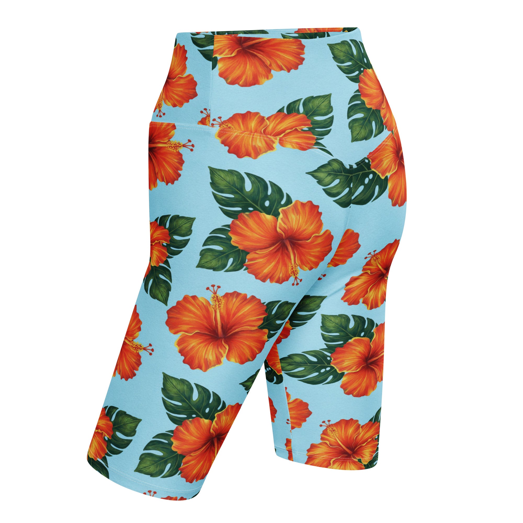Tropical Hibiscus Bloom Bike Shorts | GearBunch