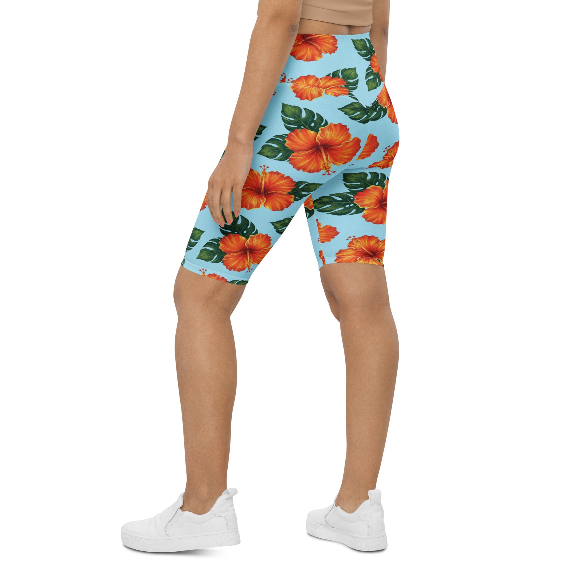 Tropical Hibiscus Bloom Bike Shorts | GearBunch