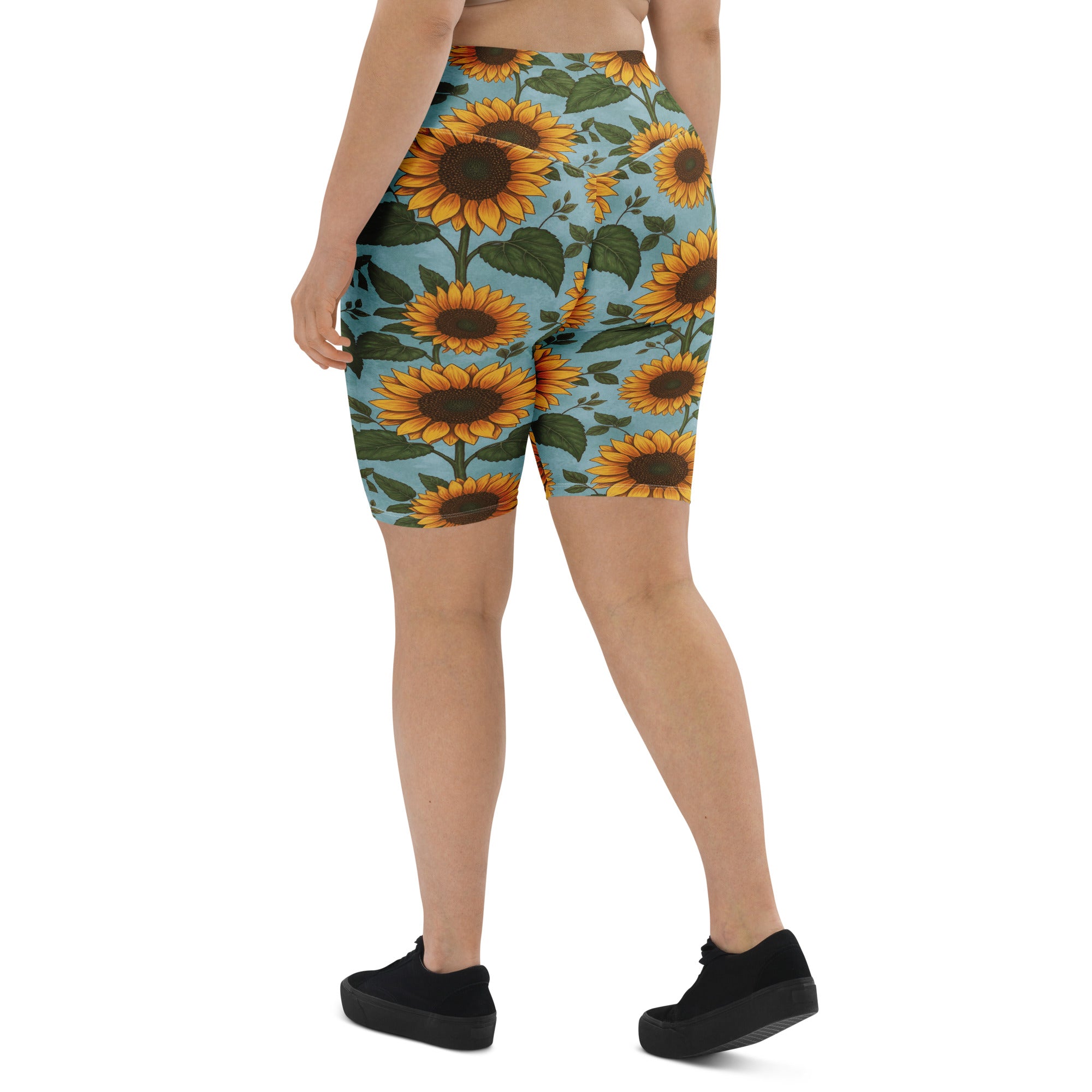 Sunflower Fields Bike Shorts | GearBunch
