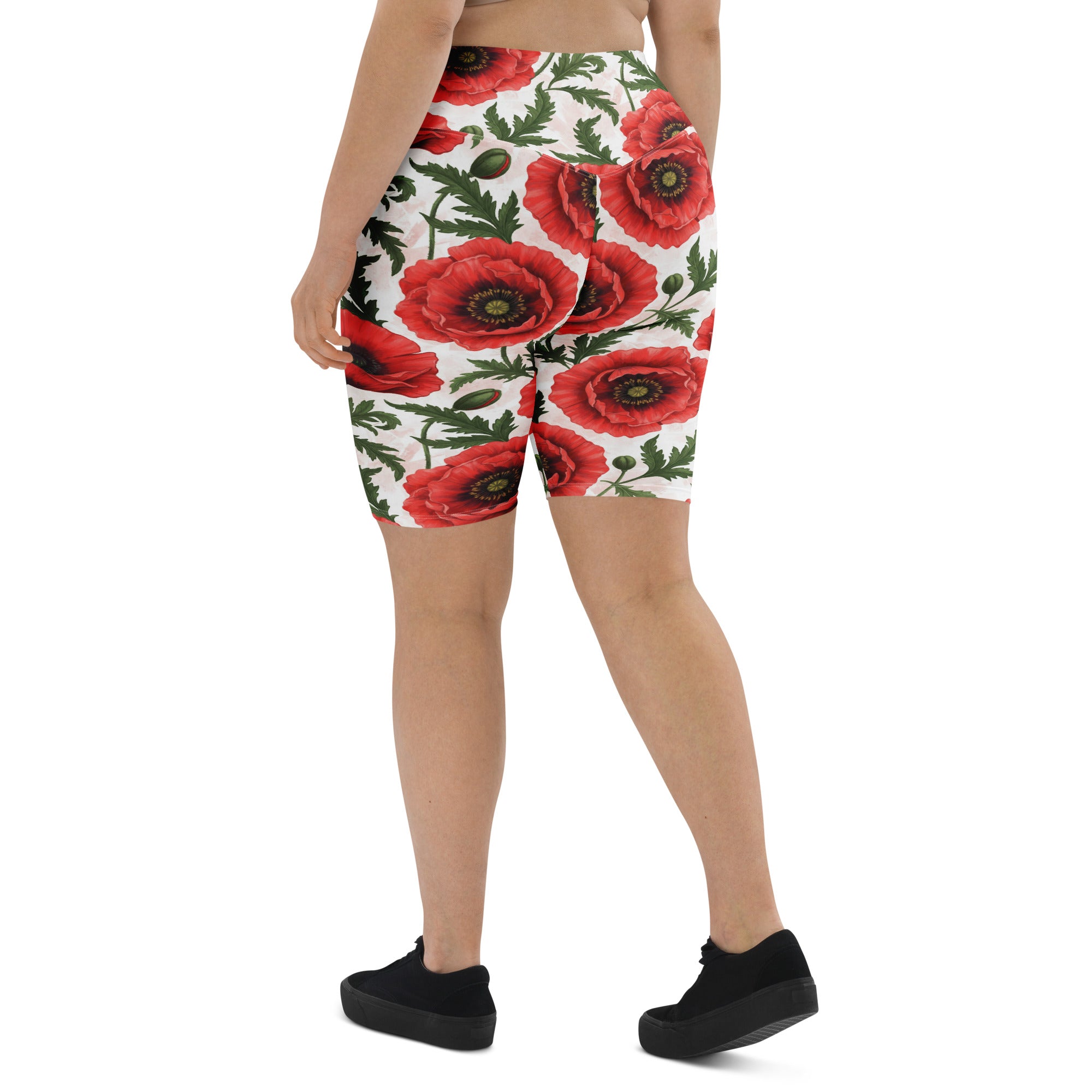 Whimsical Garden Poppies Bike Shorts | GearBunch