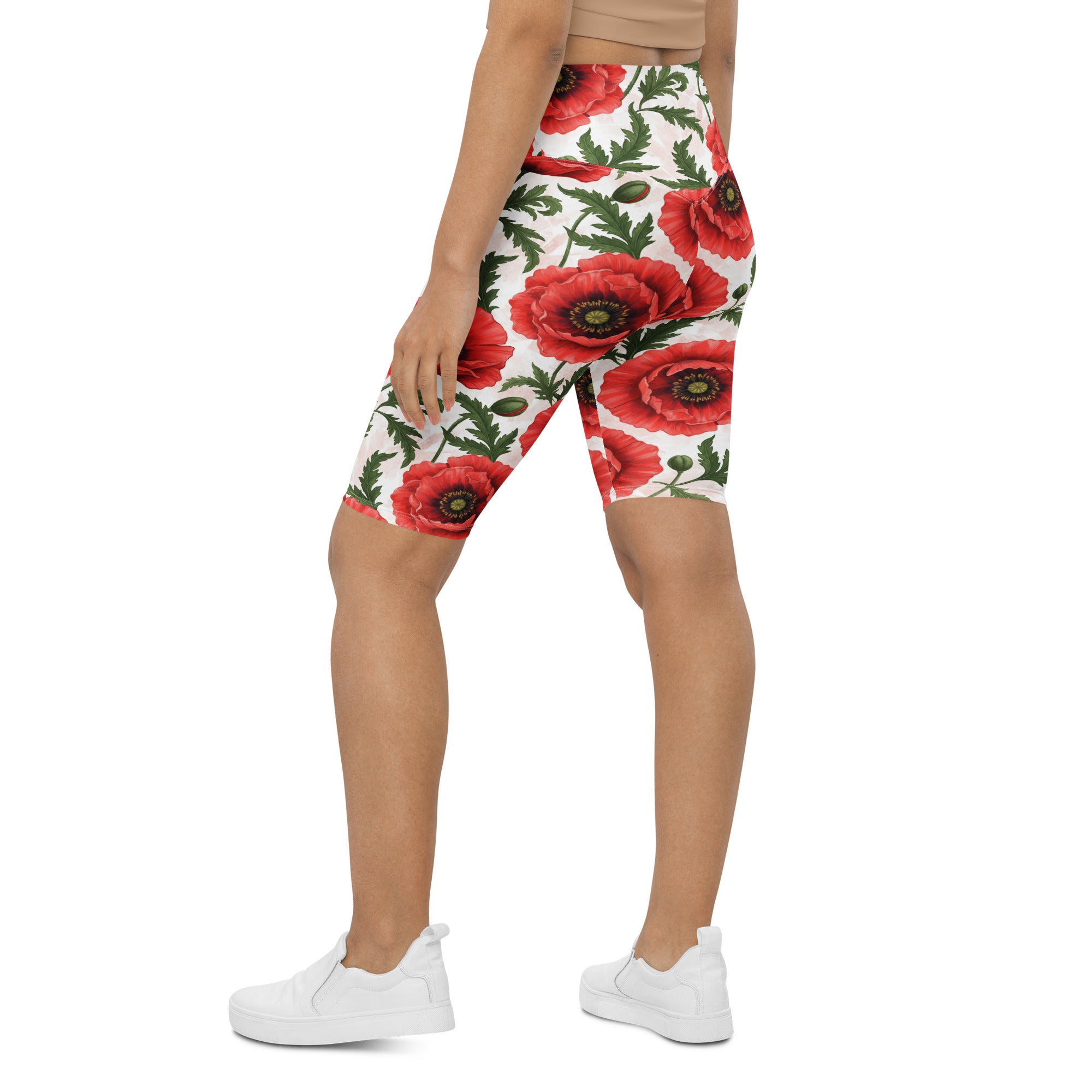 Whimsical Garden Poppies Bike Shorts | GearBunch