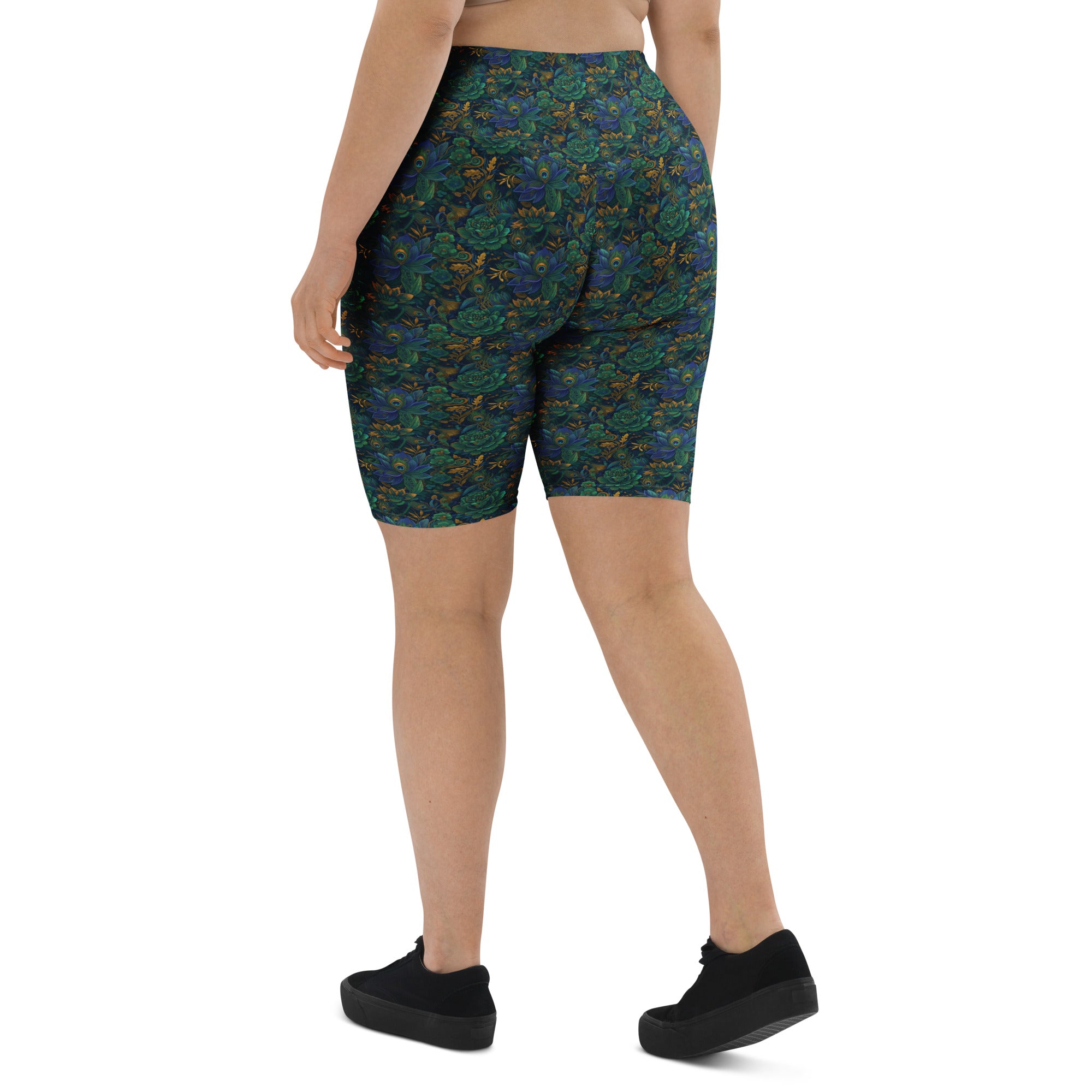 Peacock Feathers Splendour Bike Shorts | GearBunch