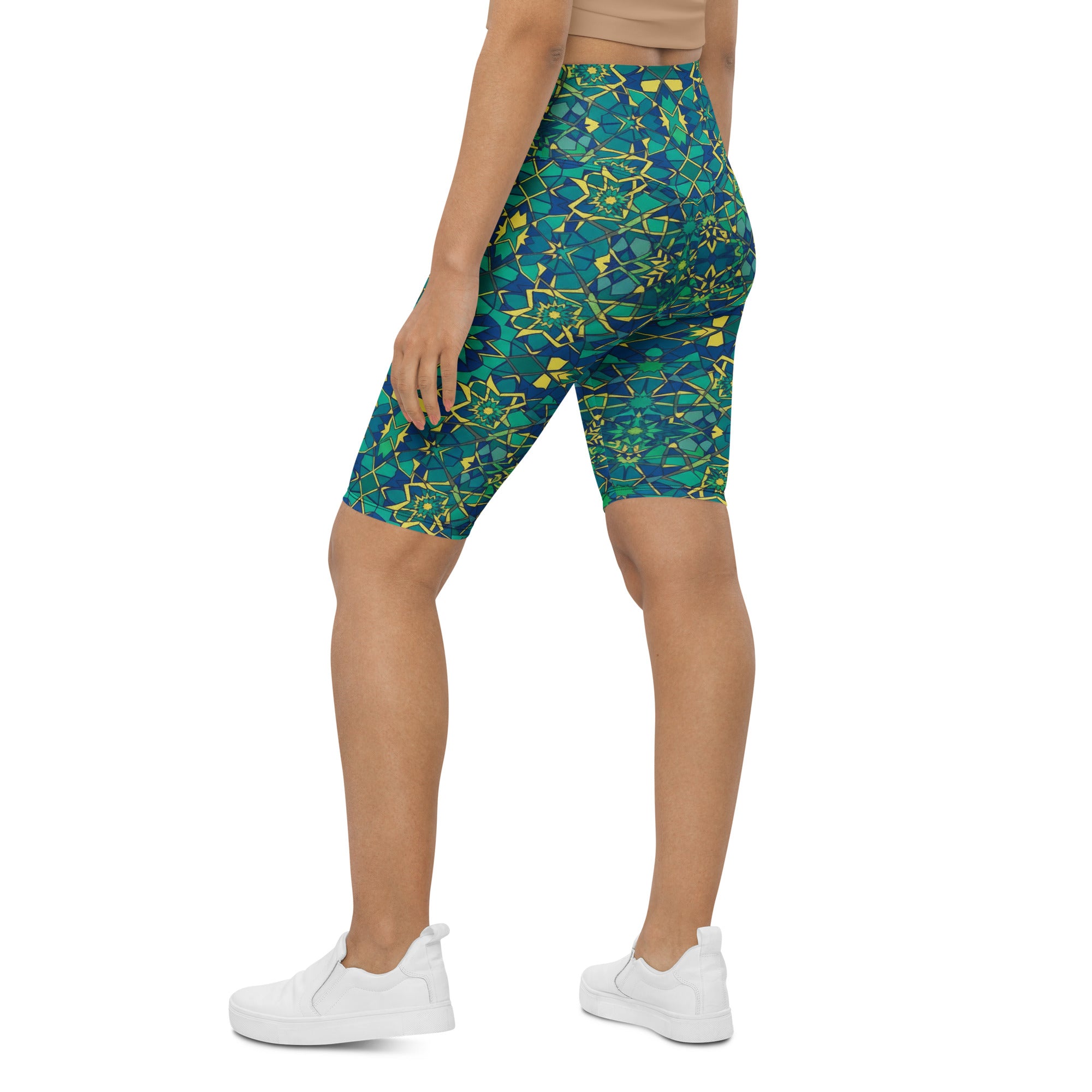 Zellige Peacock Bike Shorts | GearBunch
