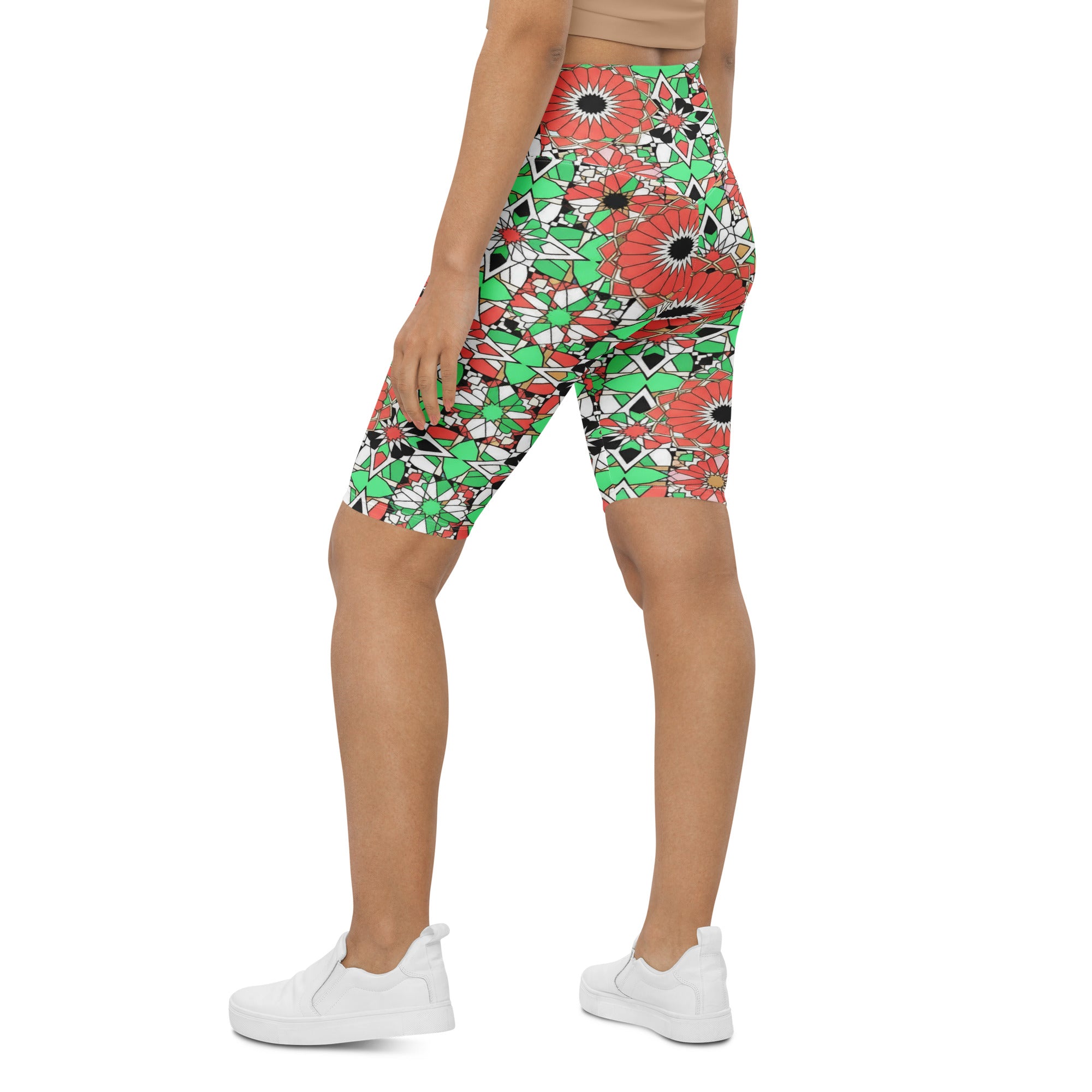Zellige Coral Mint Bike Shorts | GearBunch