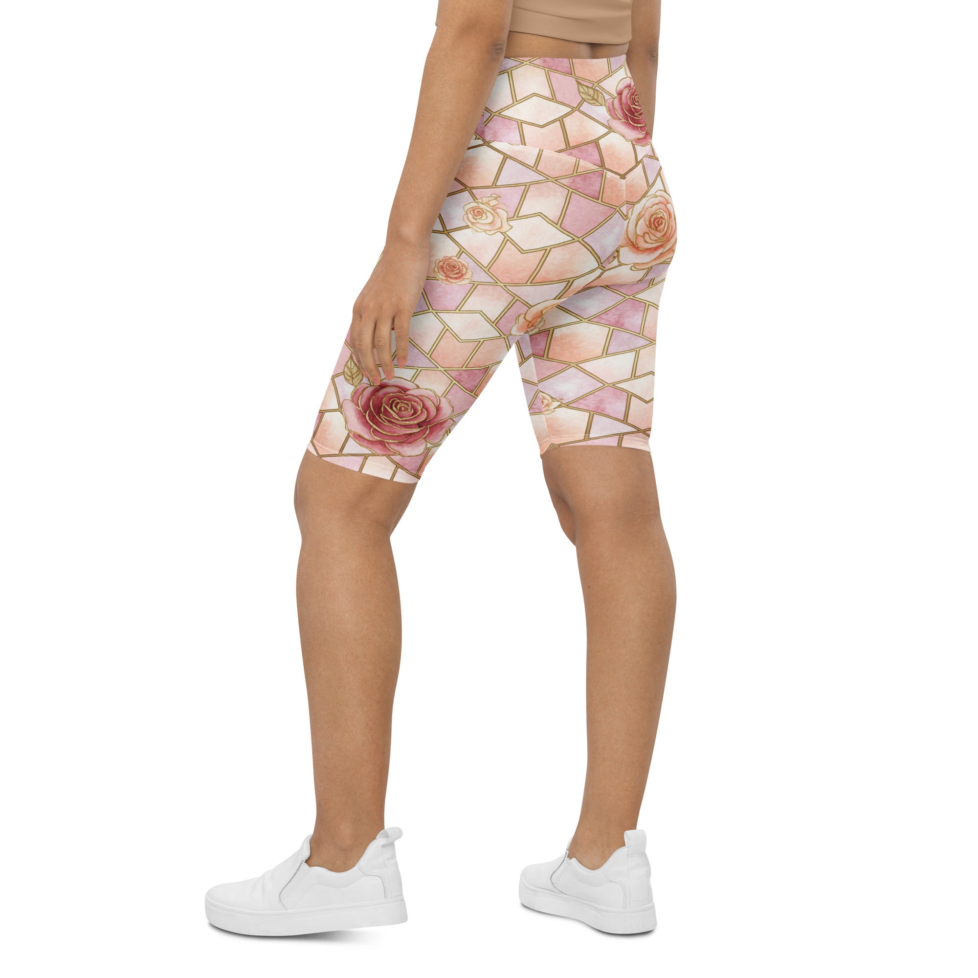 Rose Quartz Geometric Bike Shorts | GearBunch