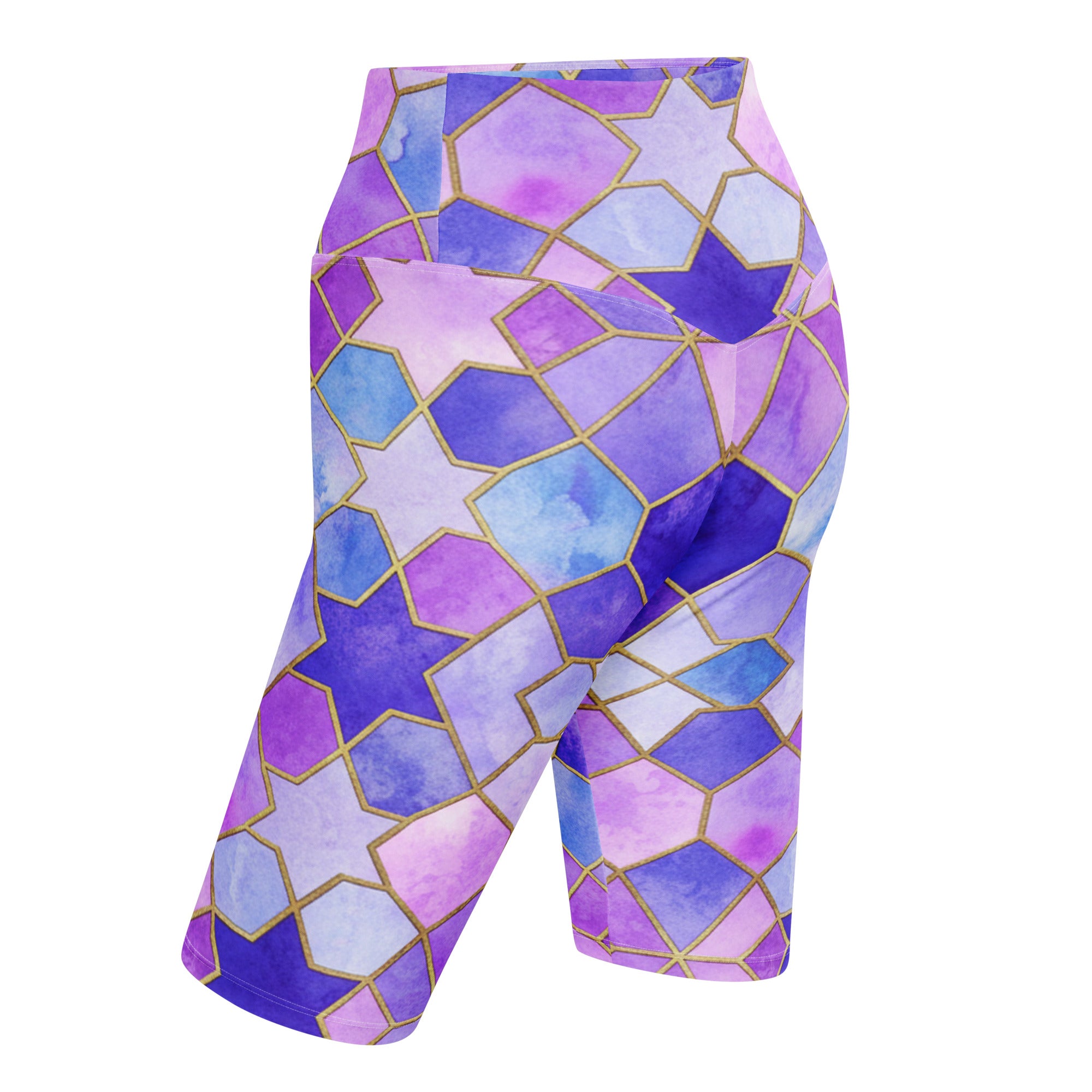 Arabic Watercolour Lavender Fields Bike Shorts | GearBunch