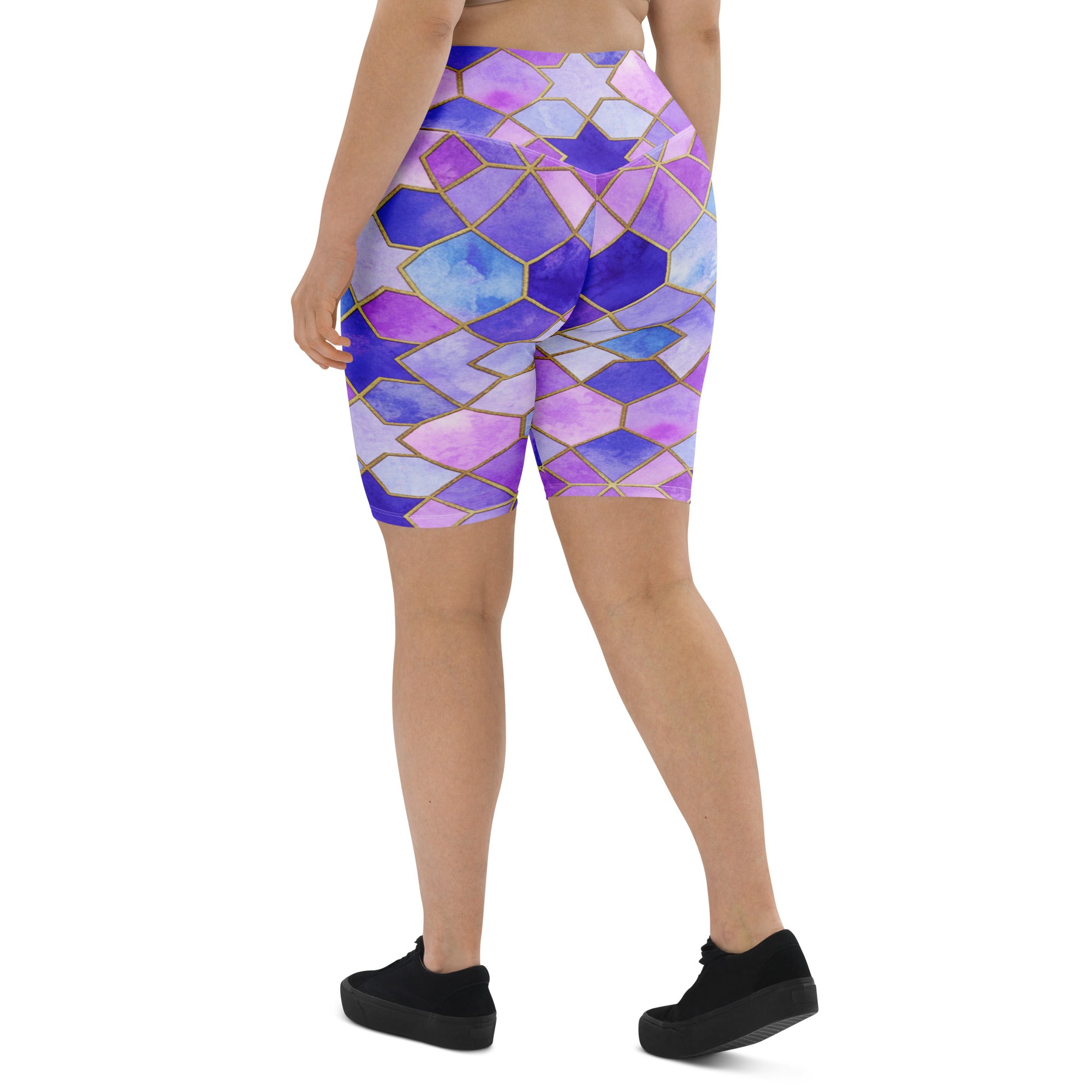 Arabic Watercolour Lavender Fields Bike Shorts | GearBunch