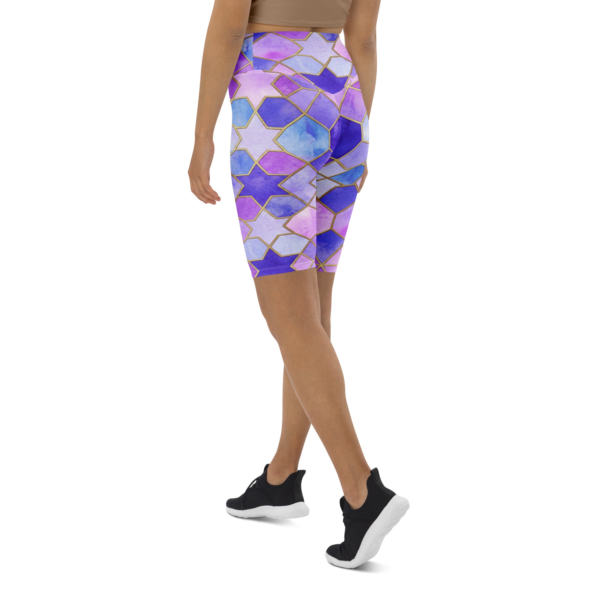 Arabic Watercolour Lavender Fields Bike Shorts | GearBunch