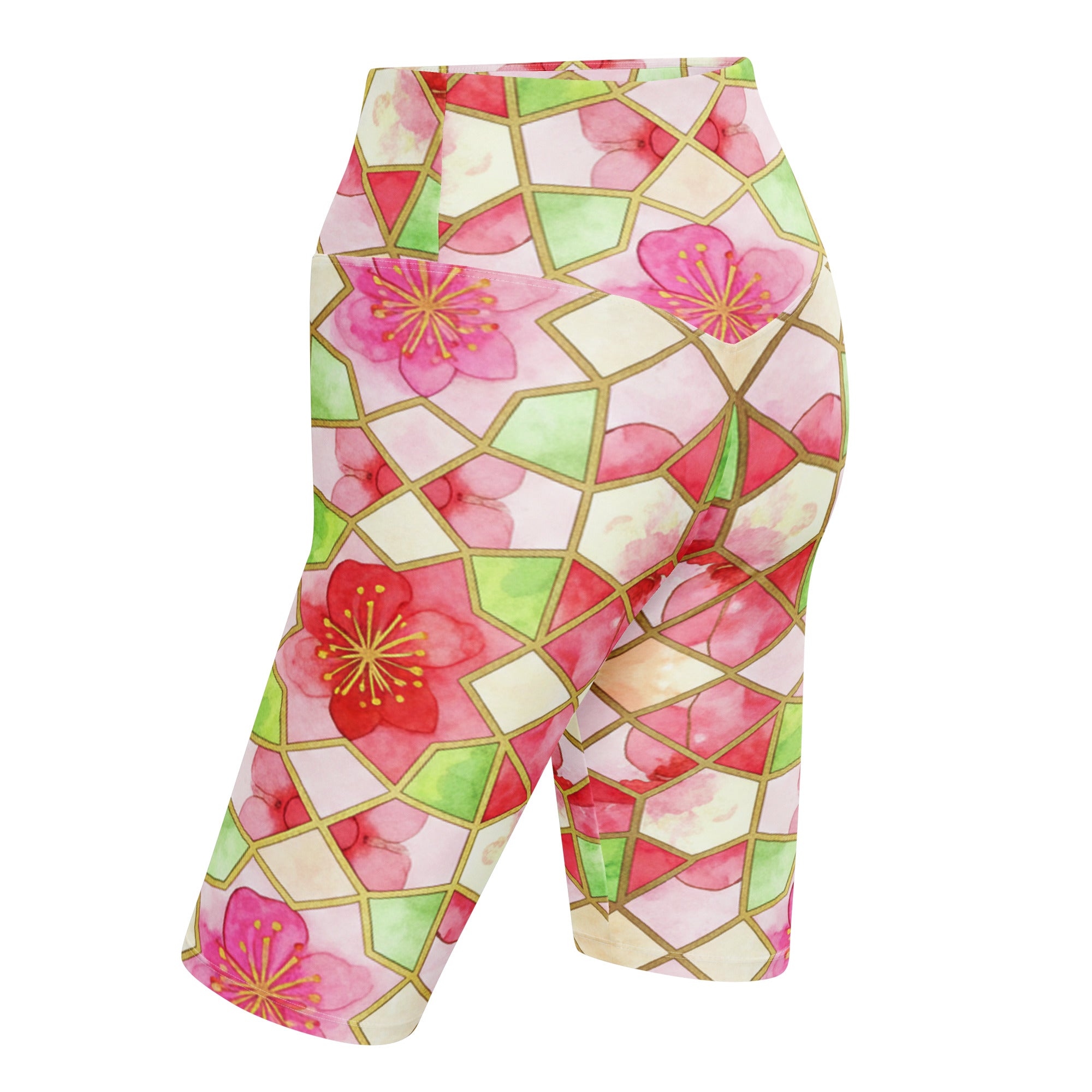 Arabic Watercolour Cherry Blossom Bike Shorts | GearBunch
