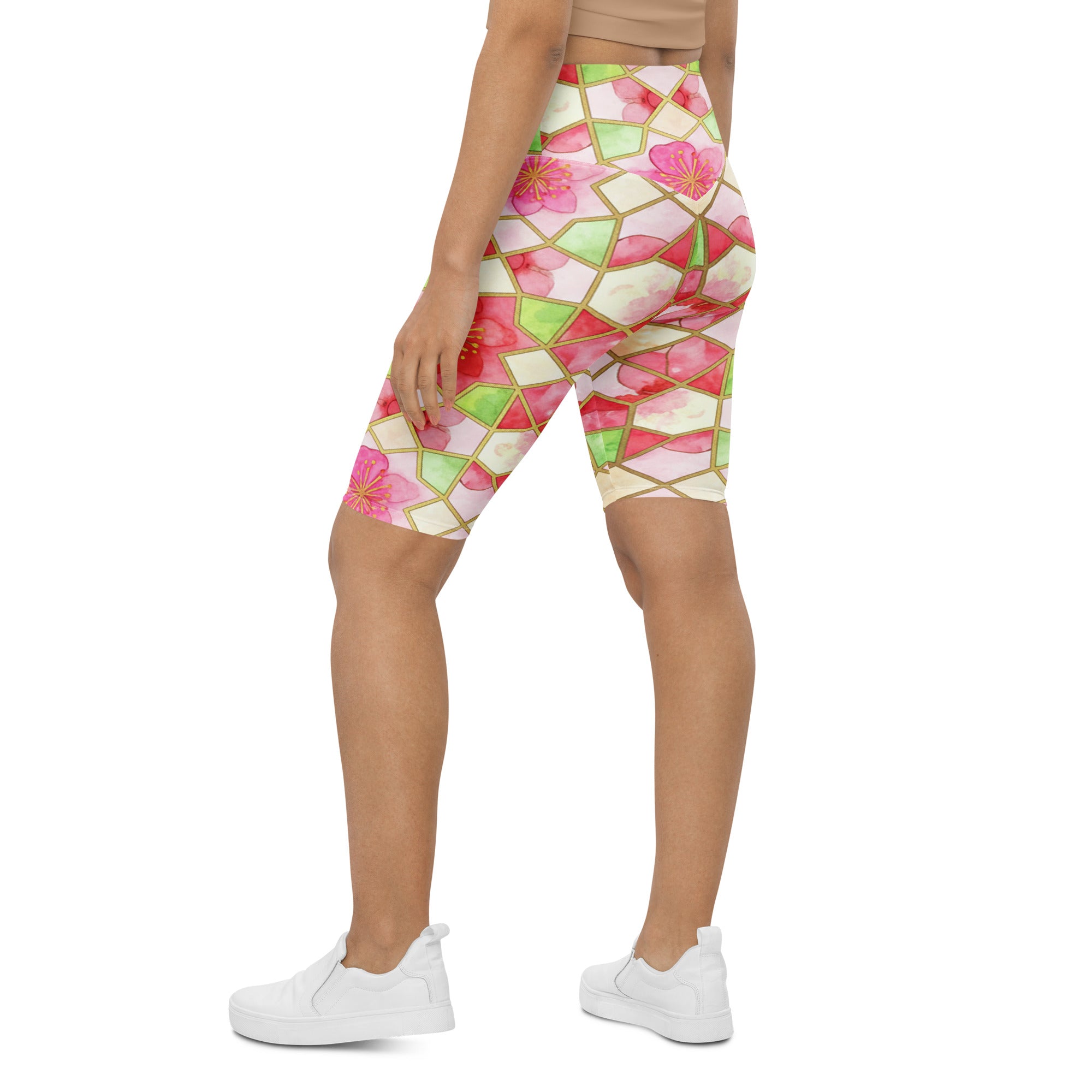 Arabic Watercolour Cherry Blossom Bike Shorts | GearBunch