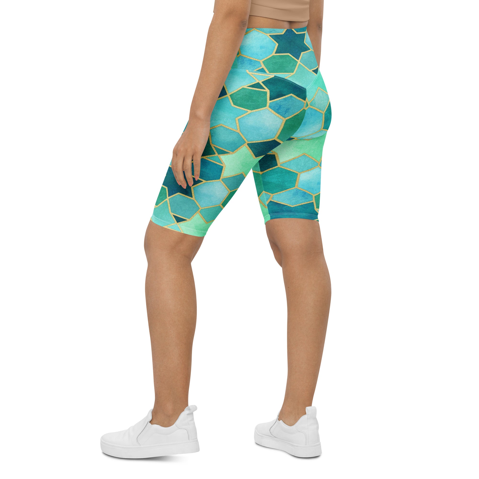 Arabic Watercolour Lagoon Bike Shorts | GearBunch
